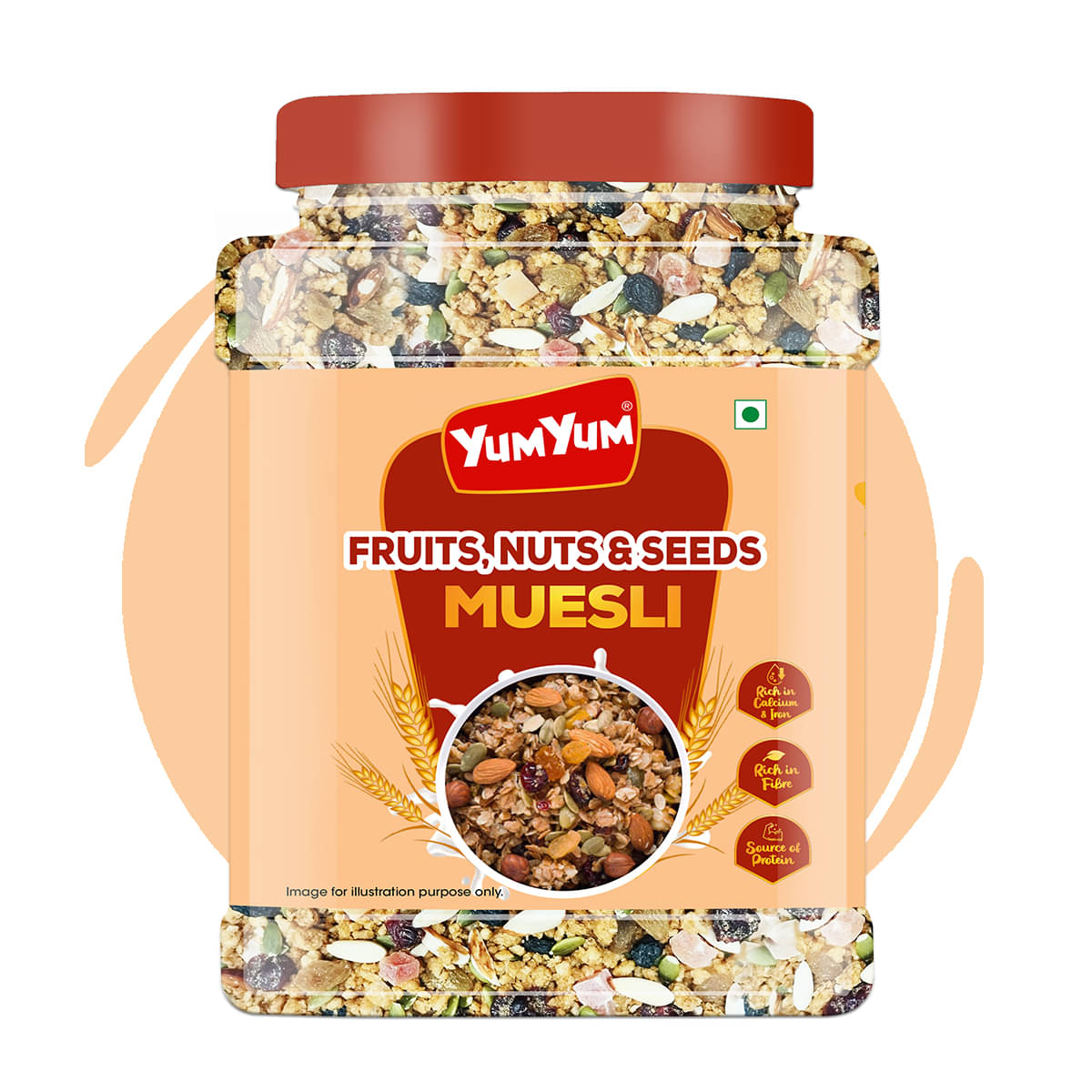YUM YUM 41% Fruits, Nuts & Seeds Crunchy Muesli 750g | Instant Breakfast Cereal YUM YUM 41% Fruits, Nuts & Seeds Crunchy Muesli 750g | Instant Breakfast Cereal