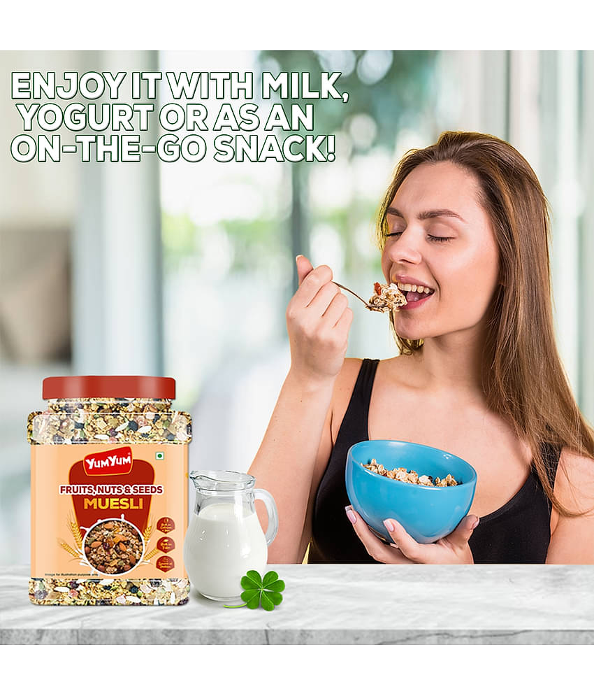 YUM YUM 41% Fruits, Nuts & Seeds Crunchy Muesli 750g | Instant Breakfast Cereal