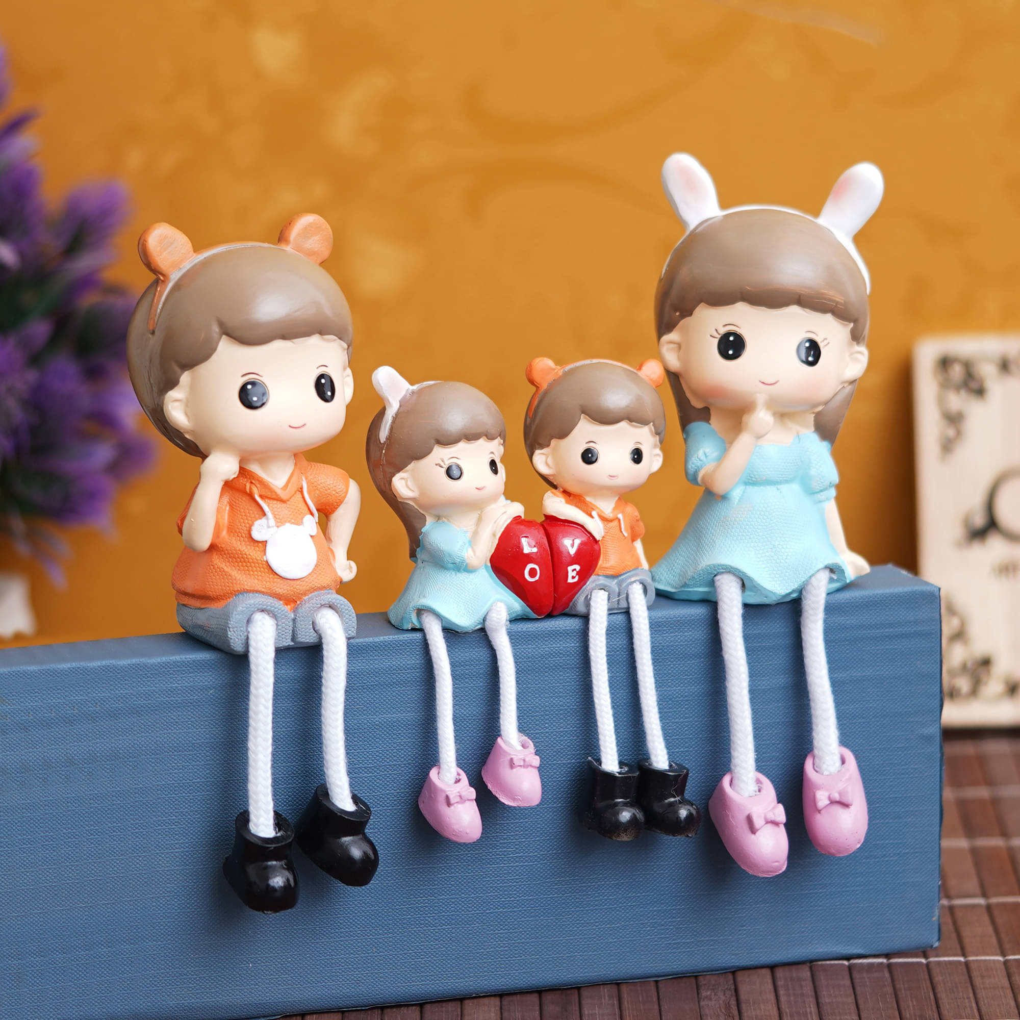 eCraftIndia Blue & Red 4 Pieces Lovely Girl, Boy, Mom, Dad Family Figurine Showpiece eCraftIndia Blue & Red 4 Pieces Lovely Girl, Boy, Mom, Dad Family Figurine Showpiece