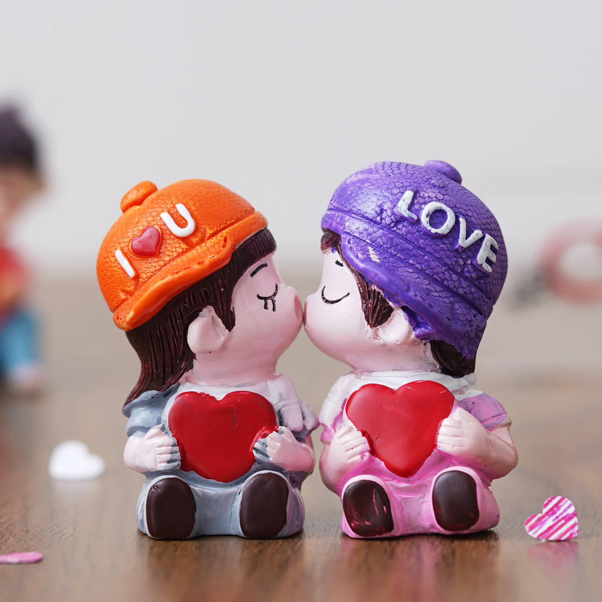     			eCraftIndia Purple & Orange Couple Statue Figurine Showpiece