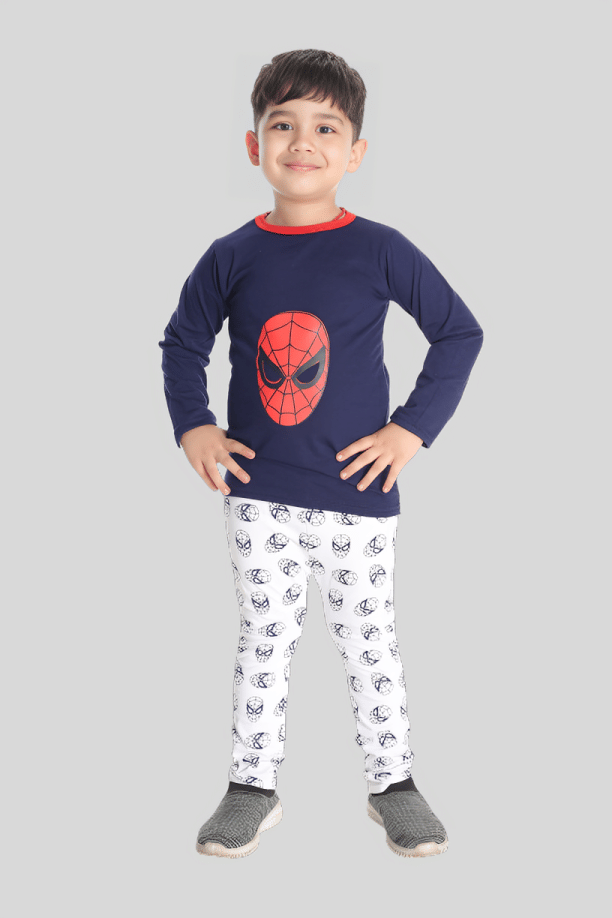 s muktar garments Pack of 1 Boys Cotton T-Shirt & Pants Set ( Navy Blue )
