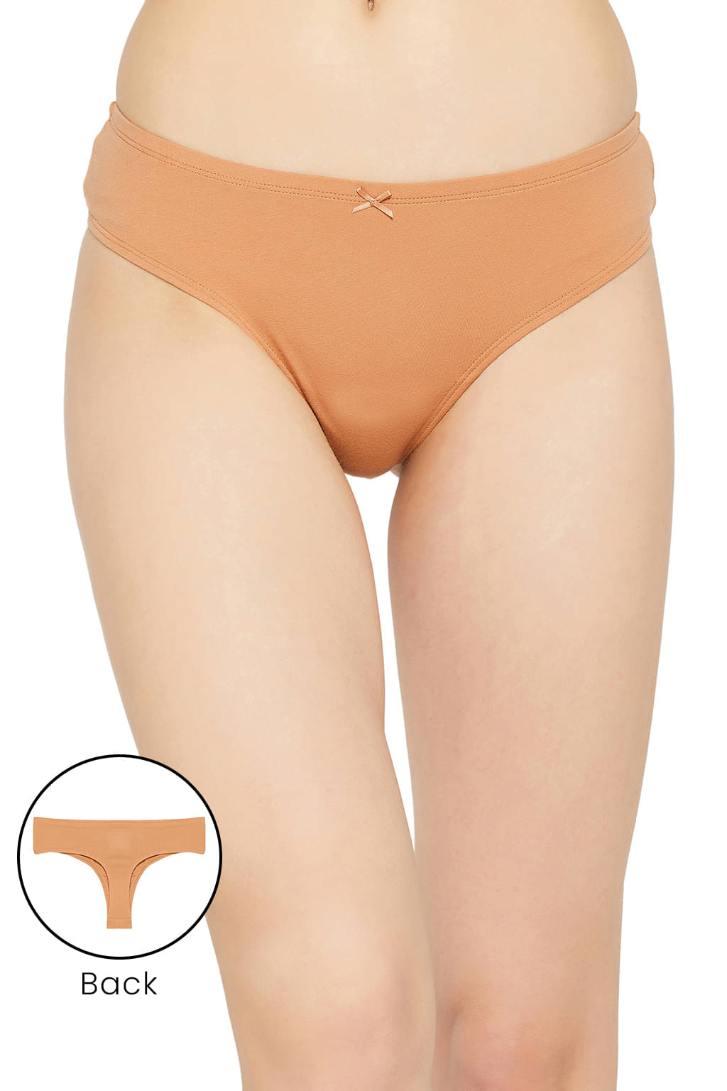     			Clovia Cotton Solid Women's Thongs ( Beige )