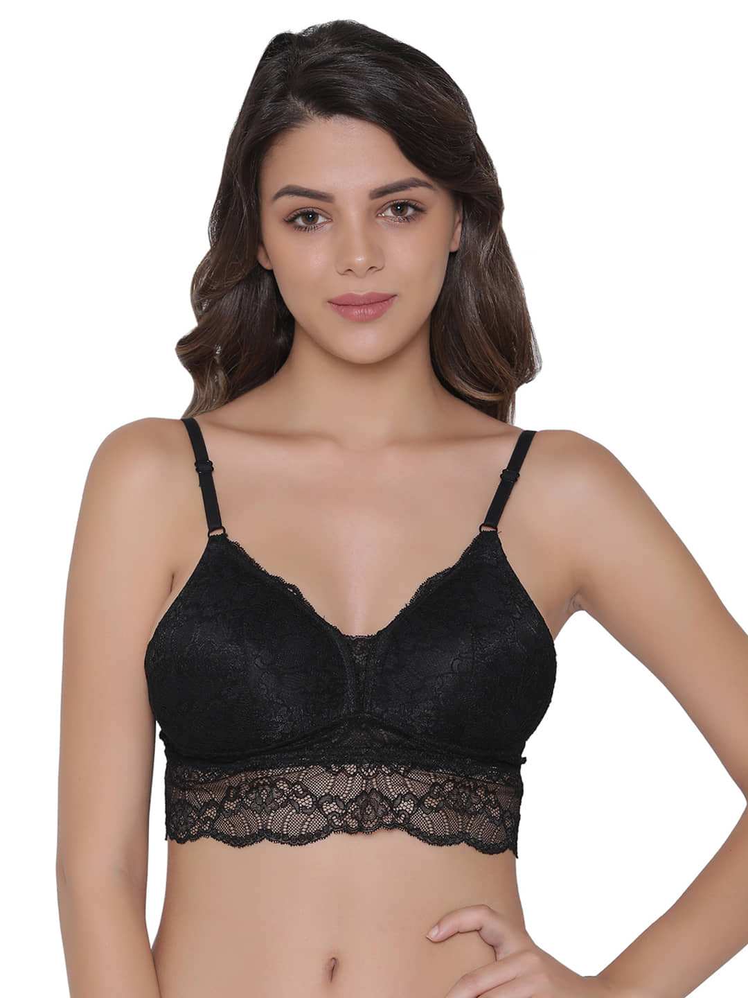 Clovia Nylon Heavily Padded Women's Bralette Bra ( Black )