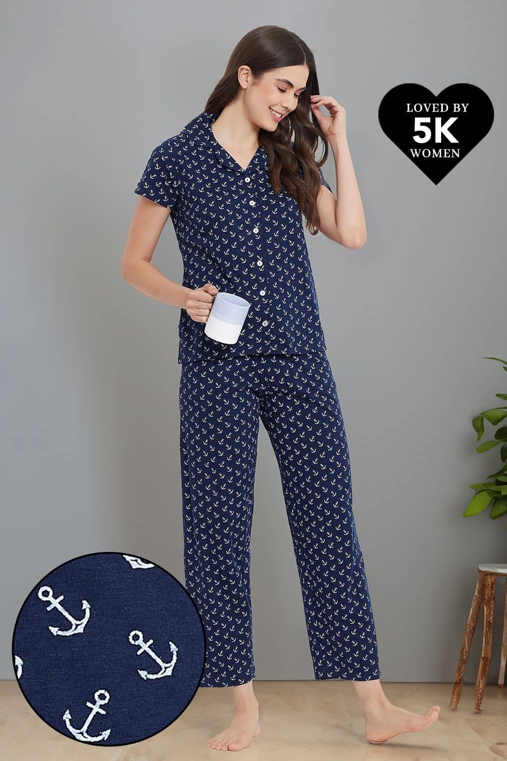 Clovia Blue Cotton Women's Nightwear Nightsuit Sets ( Pack of 2 ) - Nightwear & Loungewear | Buy online on ZillyBuy