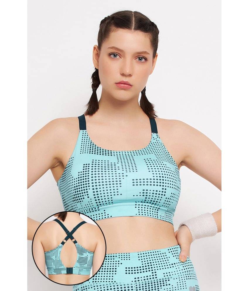 Clovia Blue Polyester Removable Padding Women's Sports Bra ( Pack of 1 ) Clovia Blue Polyester Removable Padding Women's Sports Bra ( Pack of 1 )