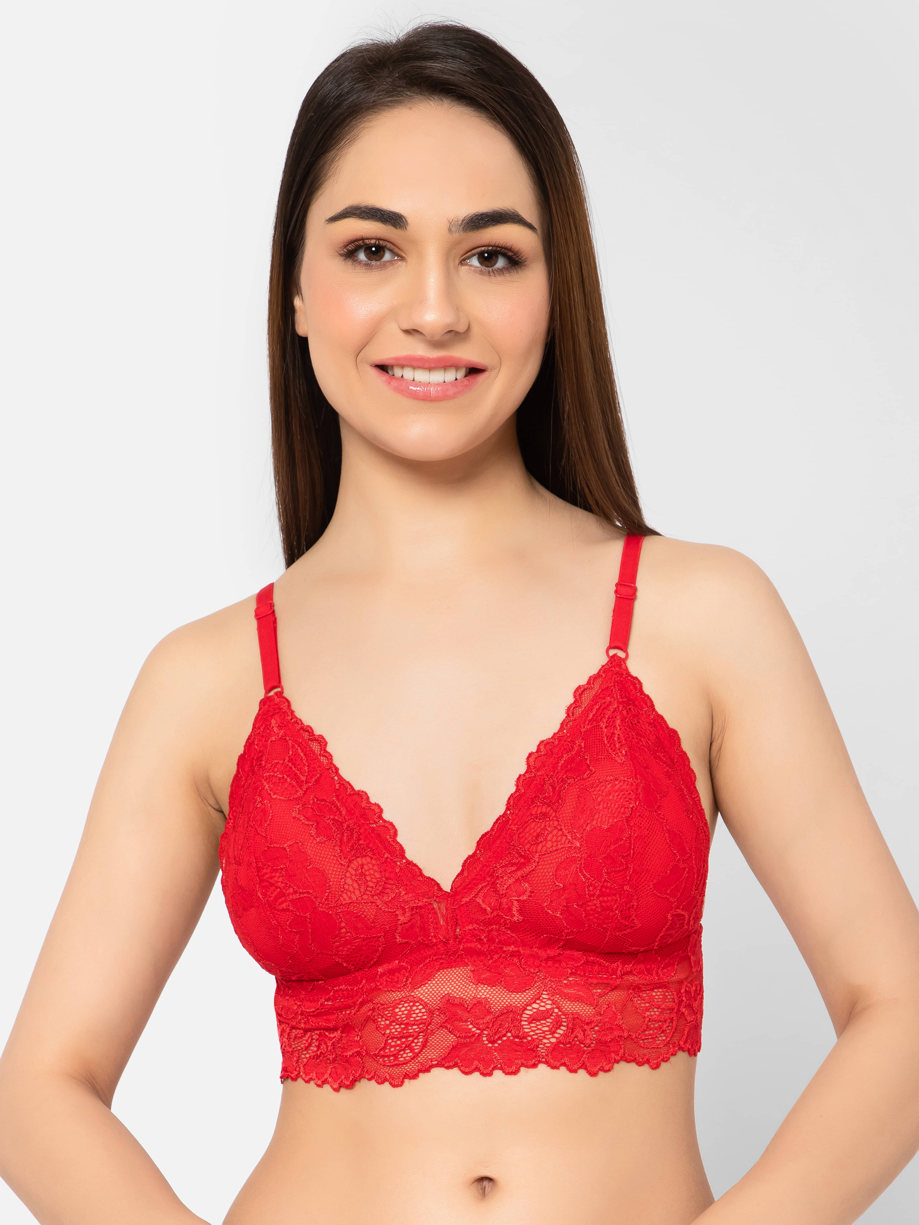 Clovia Nylon Non Padded Women's Bralette Bra ( Red ) Clovia Nylon Non Padded Women's Bralette Bra ( Red )