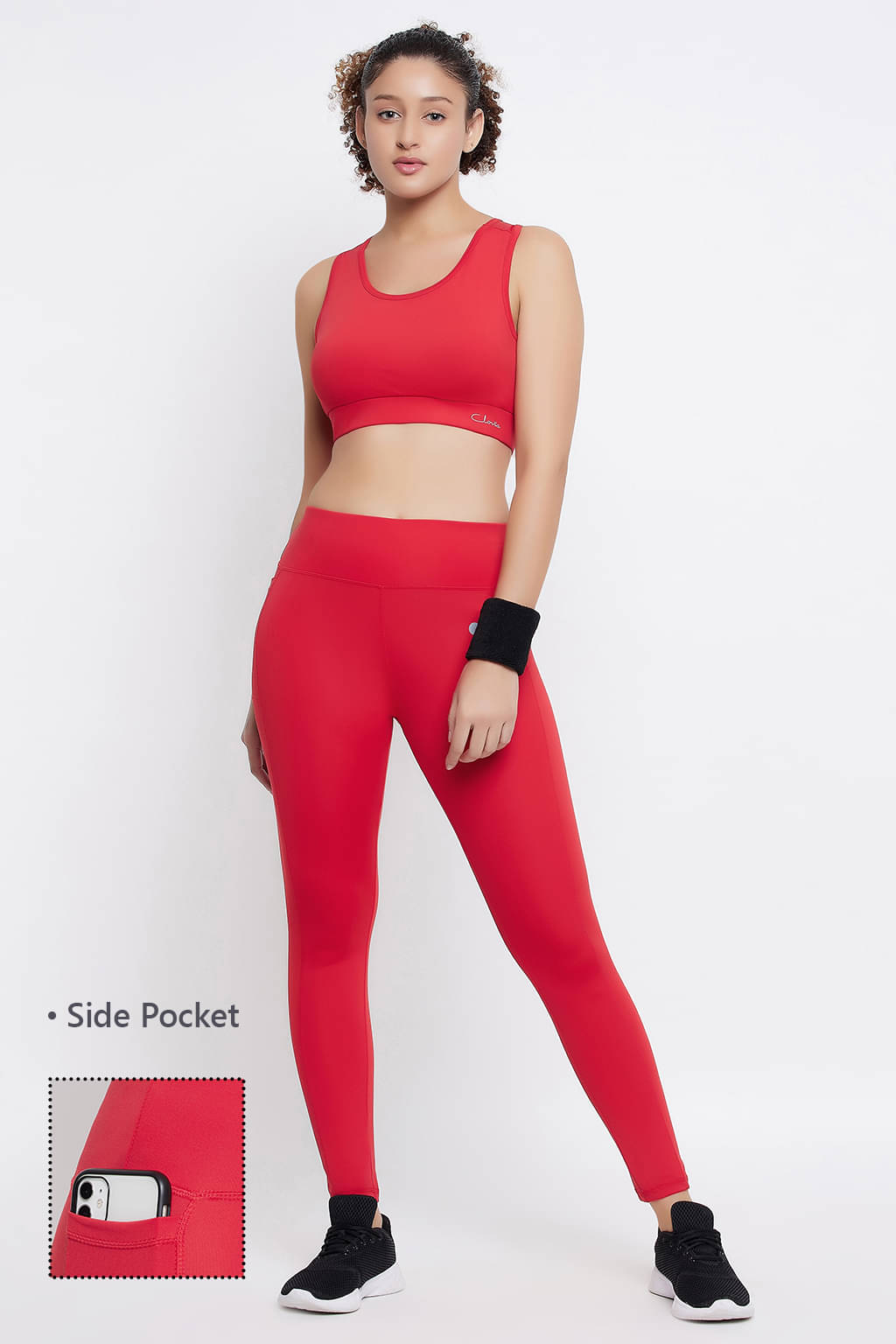     			Clovia Red Polyester Solid Tights - Single