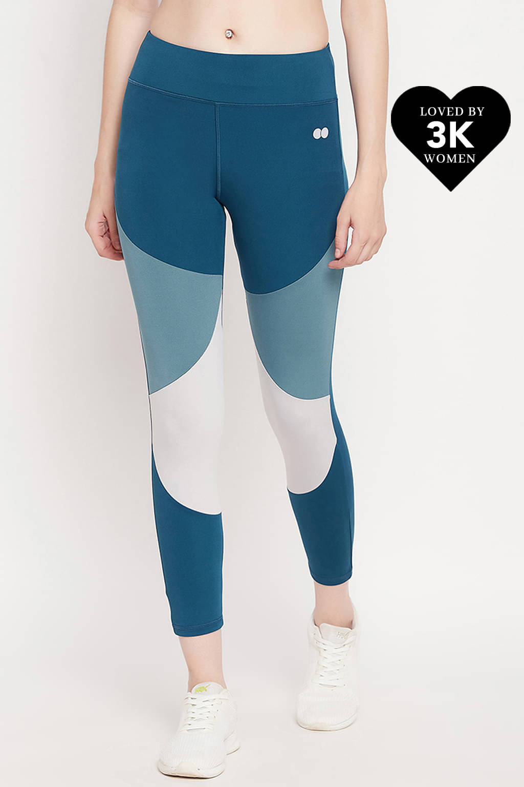     			Clovia Teal Polyester Solid Tights - Single
