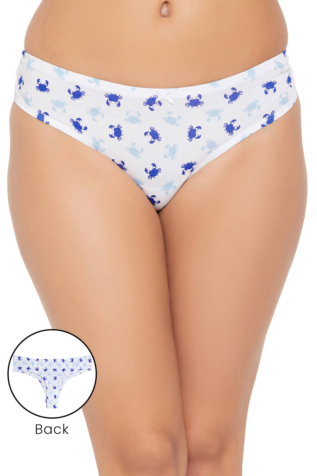     			Clovia Cotton Printed Women's Thongs ( White )
