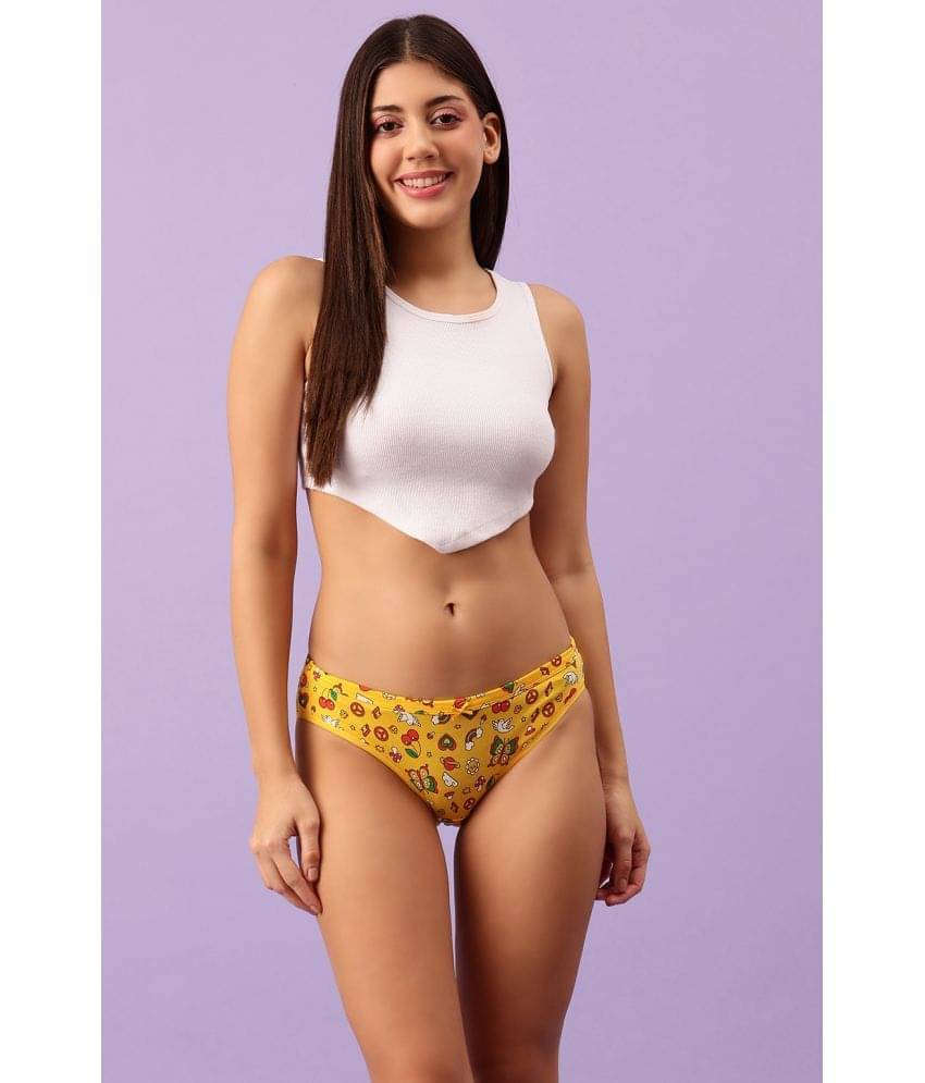 Clovia Cotton Printed Women's Bikini ( Yellow ) Clovia Cotton Printed Women's Bikini ( Yellow )