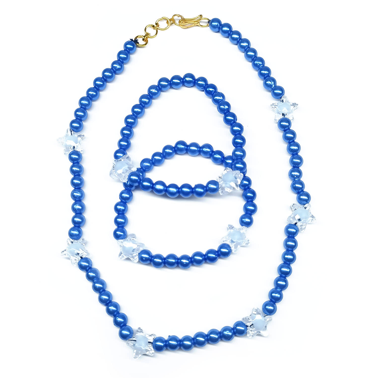DAIVYA WELLNESS Blue Pearls Necklace Set ( Pack of 1 )