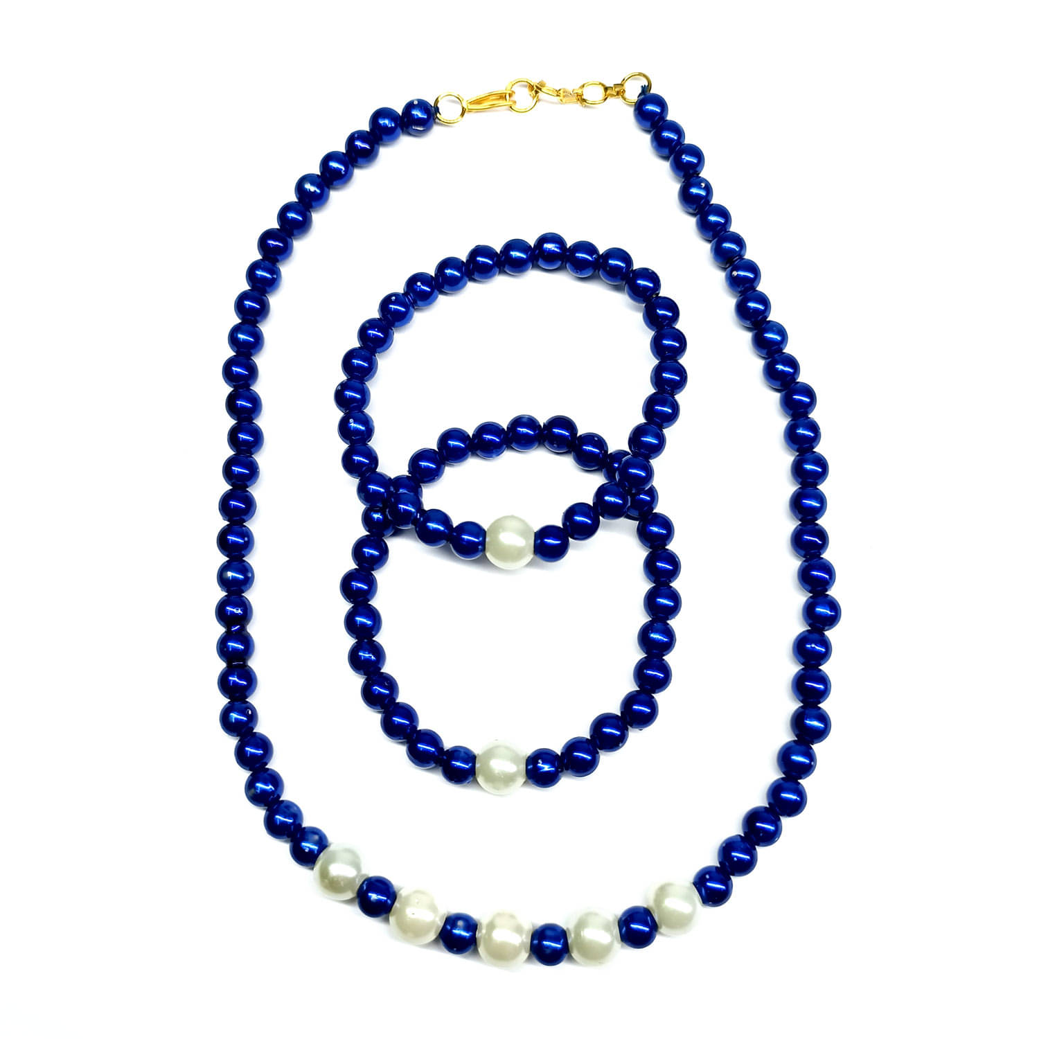     			DAIVYA WELLNESS Blue Pearls Necklace Set ( Pack of 1 )