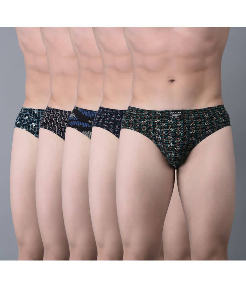 Dollar Bigboss Men's Pack of 5 Soft Combed Cotton Printed Brief (Colour May Vary)