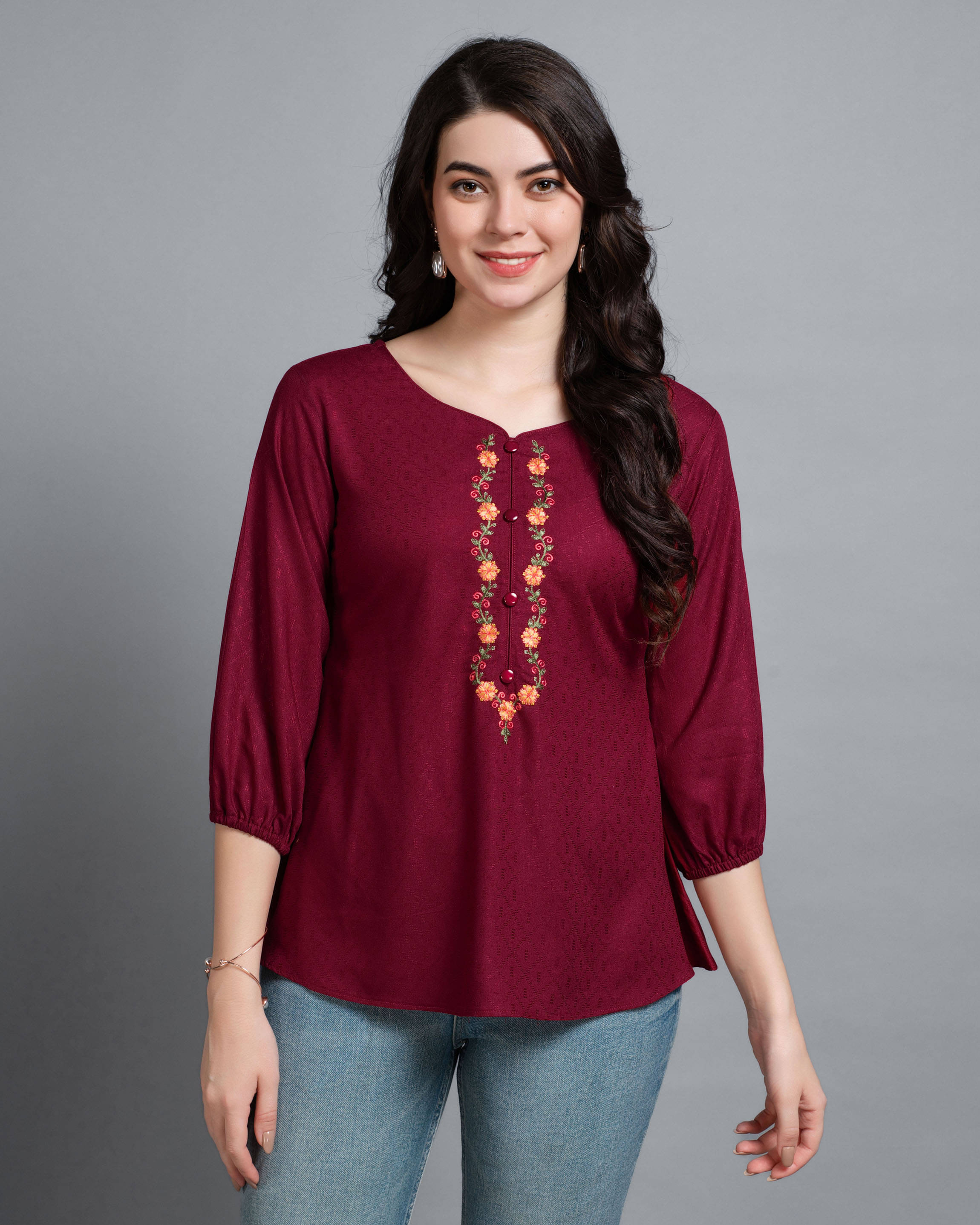 MOJILAA Women's Viscose A-Line Top ( Maroon ) MOJILAA Women's Viscose A-Line Top ( Maroon )