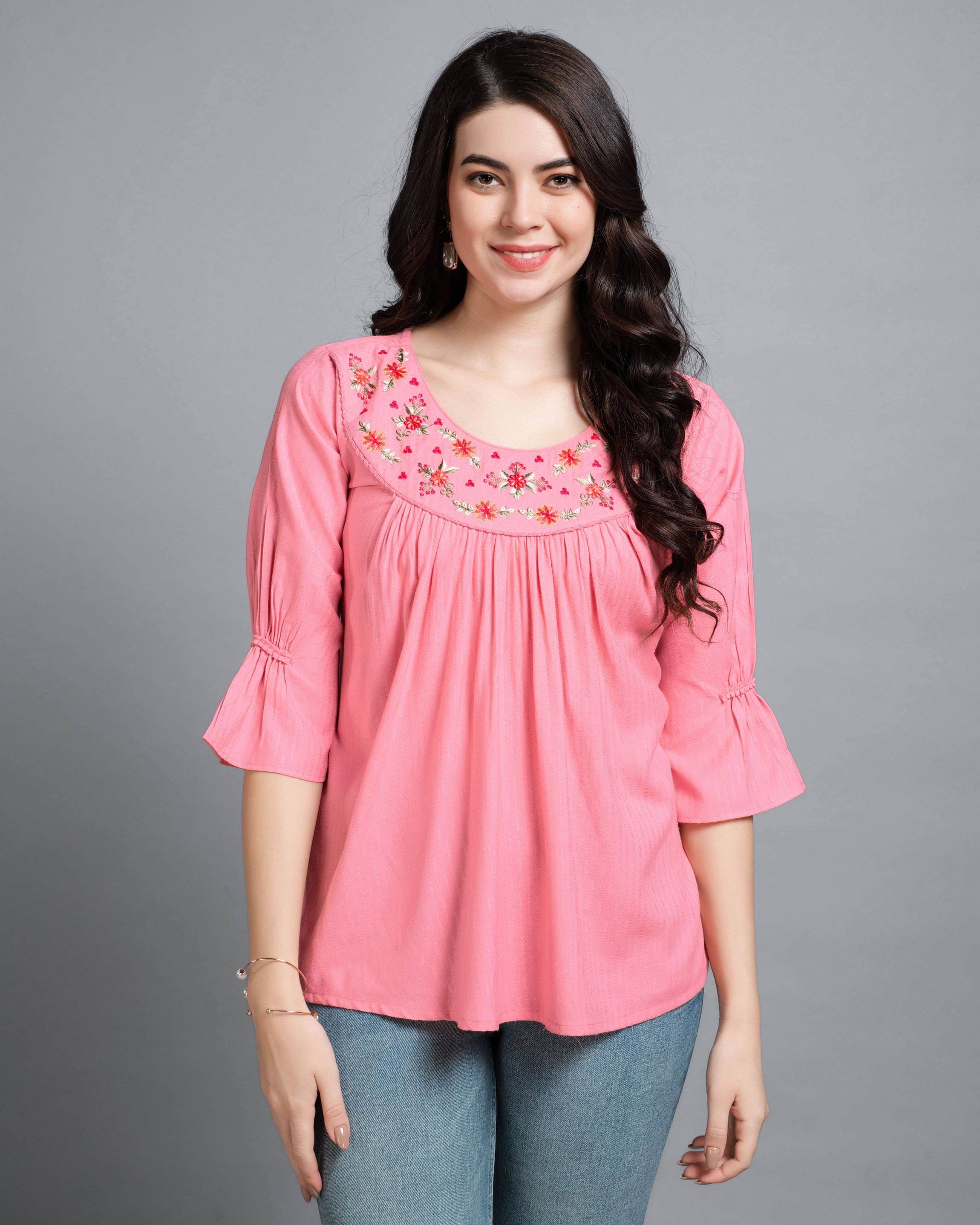MOJILAA Women's Viscose A-Line Top ( Peach ) MOJILAA Women's Viscose A-Line Top ( Peach )