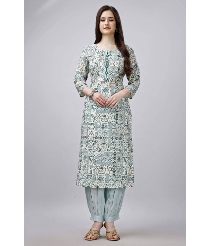 MOJILAA Viscose Printed Kurti With Salwar Women's Stitched Salwar Suit - Sea Green ( Pack of 1 ) MOJILAA Viscose Printed Kurti With Salwar Women's Stitched Salwar Suit - Sea Green ( Pack of 1 )