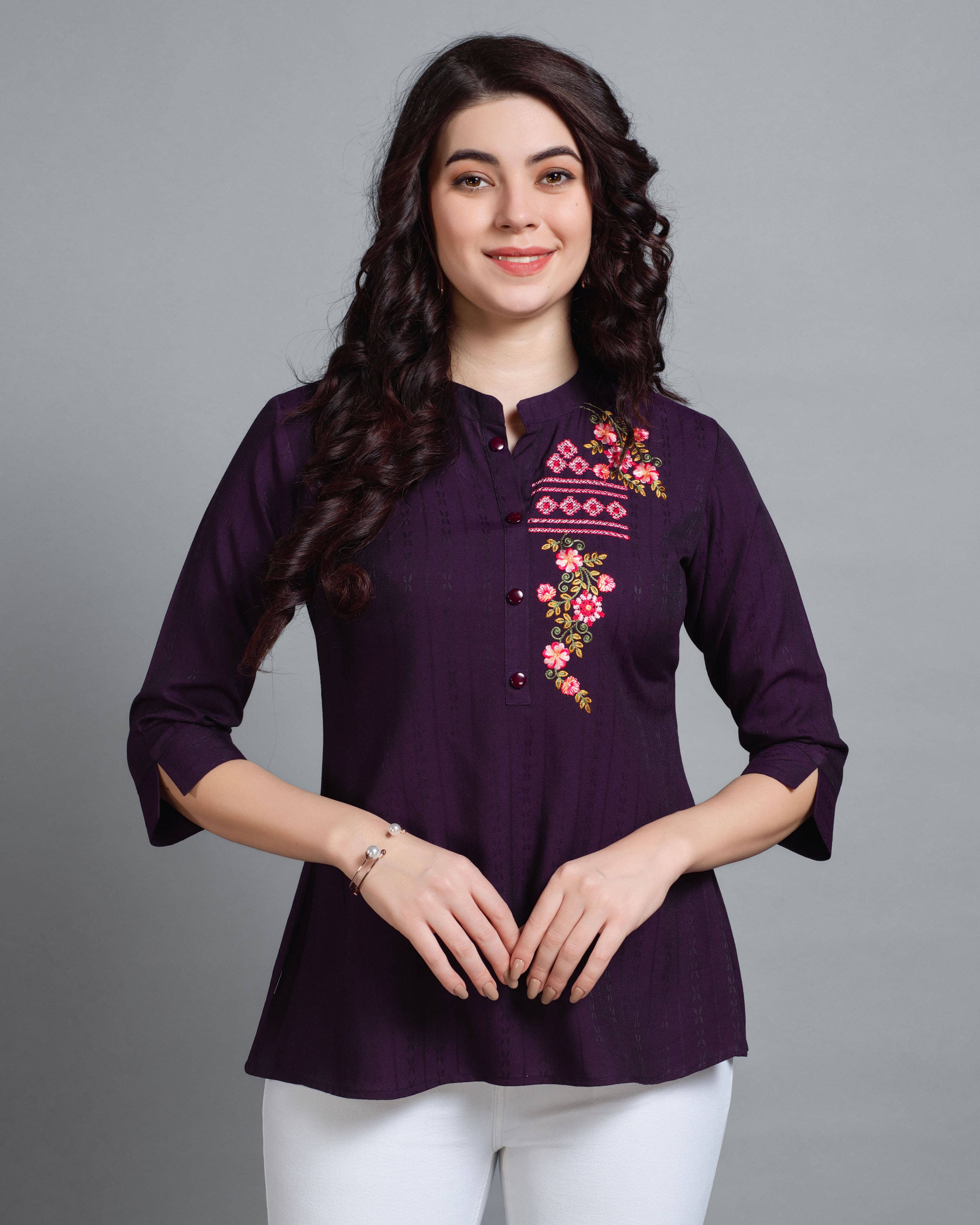     			MOJILAA Women's Viscose A-Line Top ( Wine )