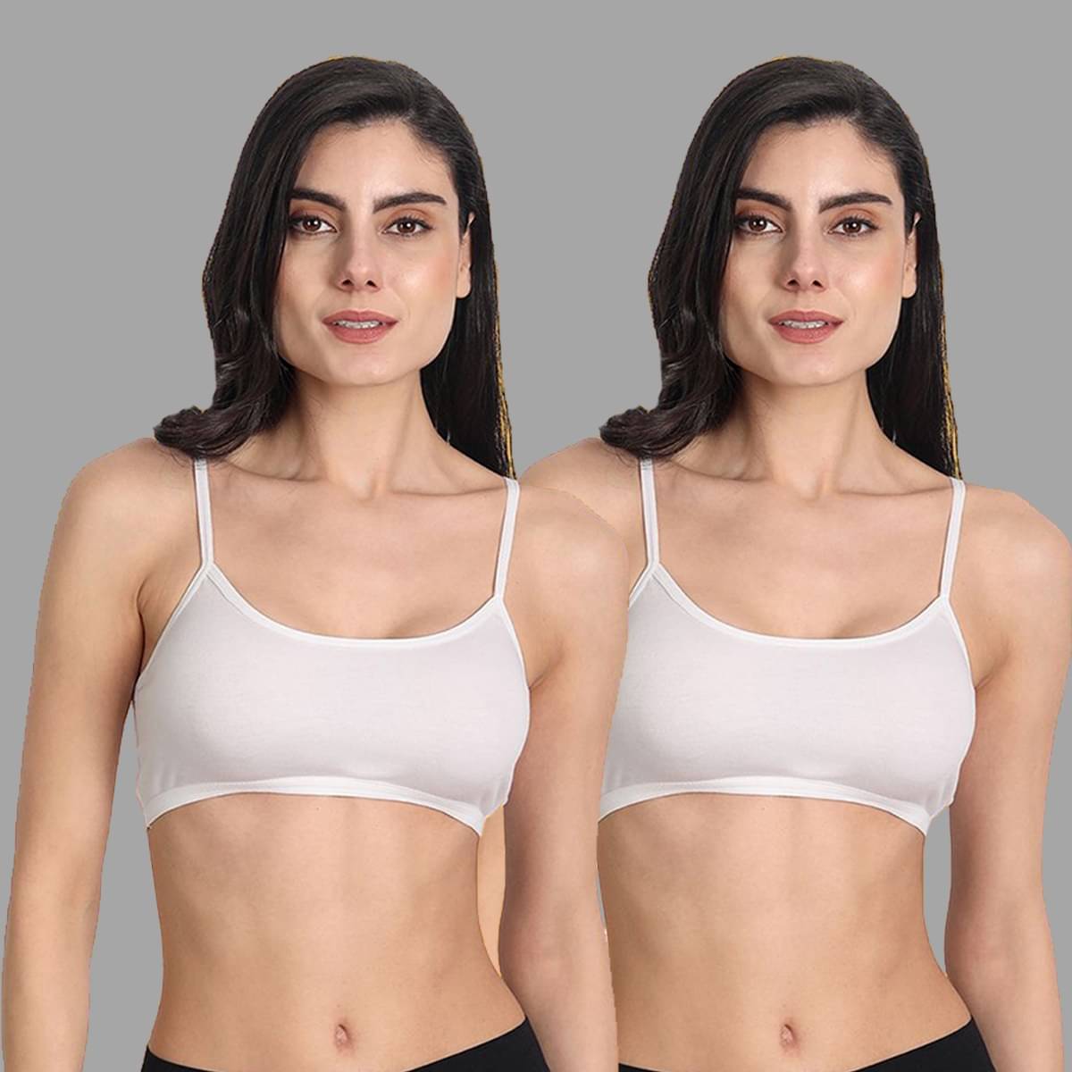 AIMLY White Cotton Blend Non Padded Women's Sports Bra ( Pack of 2 ) AIMLY White Cotton Blend Non Padded Women's Sports Bra ( Pack of 2 )