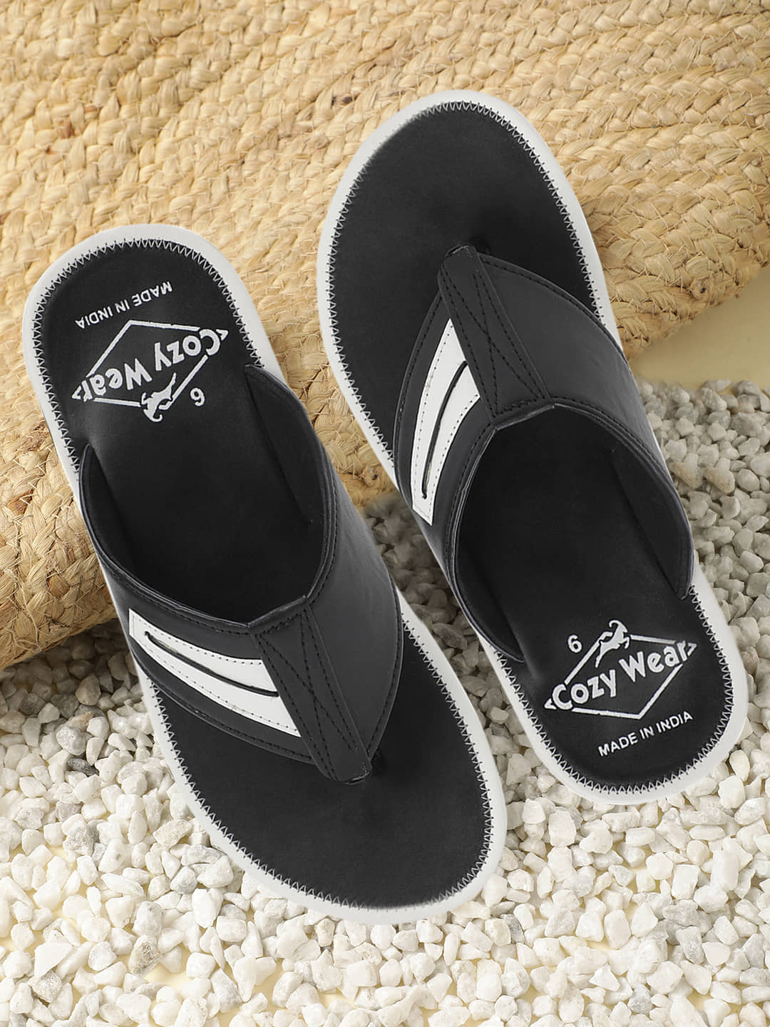 Cozy Wear Black Men's Thong Flip Flop