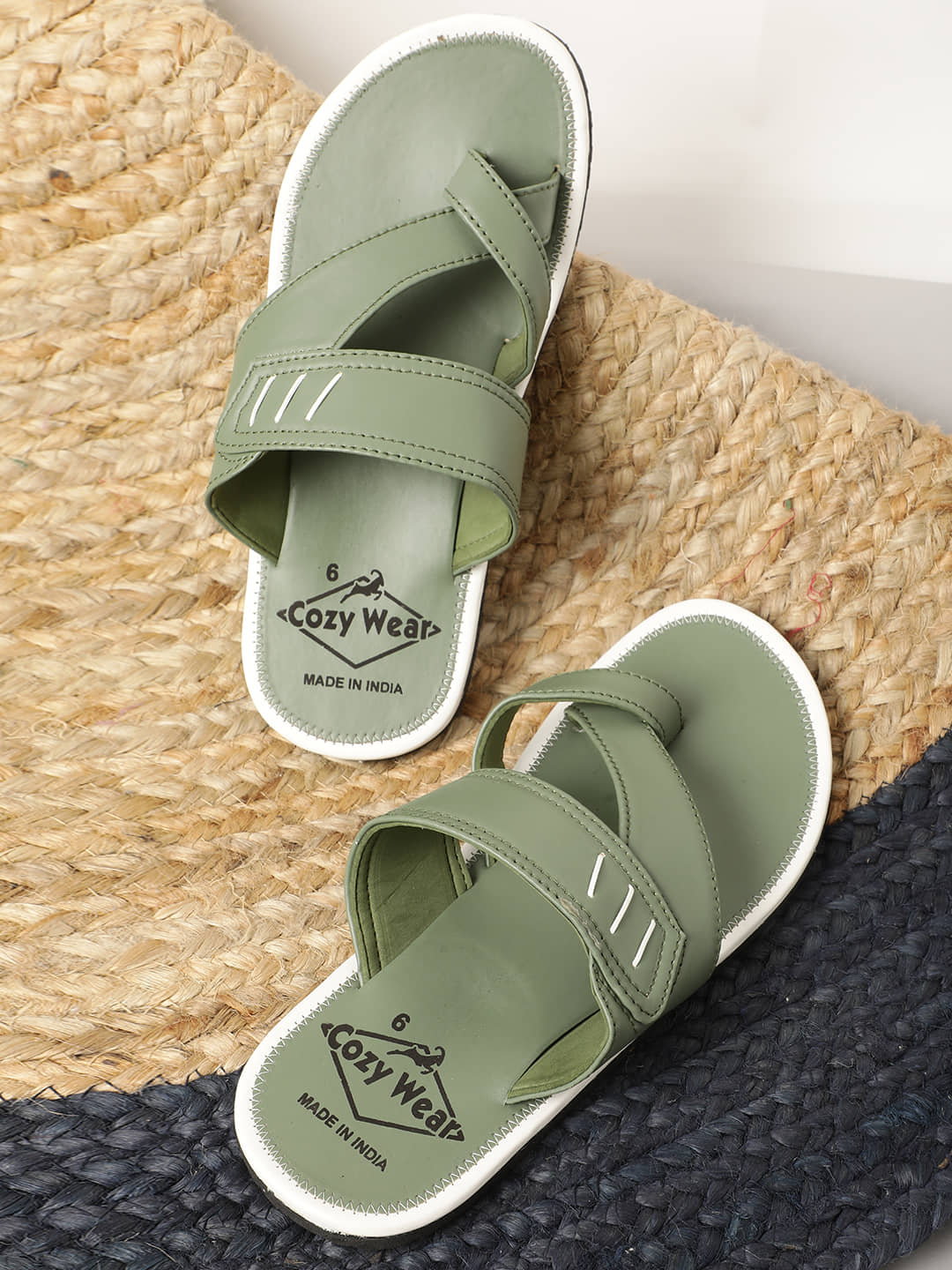 Cozy Wear Navy Men's Leather Slipper