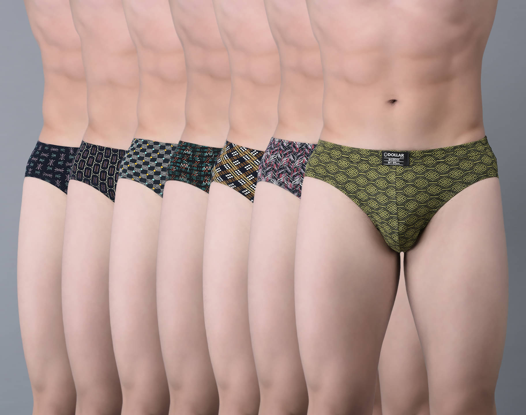     			Dollar Bigboss Men's Pack of 7 Soft Combed Cotton Printed Brief (Colour May Vary)
