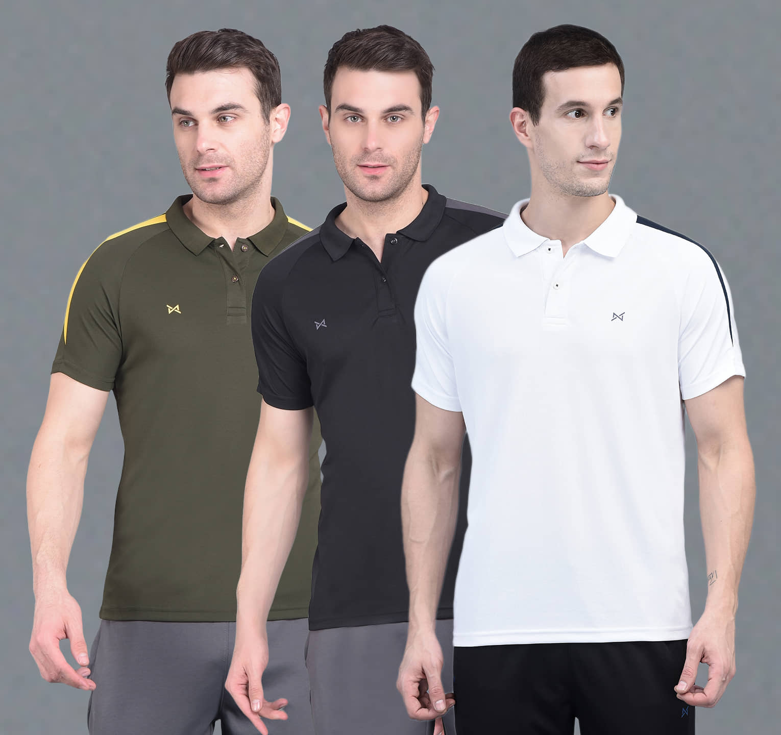 Force NXT Multi Polyester Regular Fit Men's Sports Polo T-Shirt ( Pack of 3 )