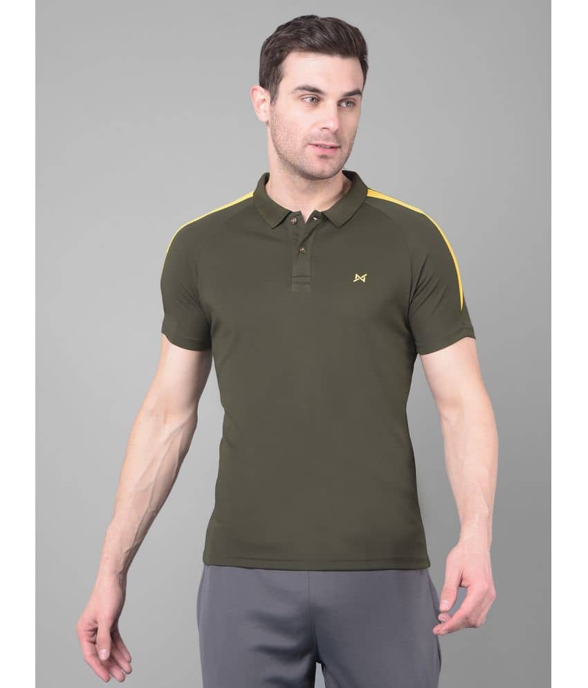 Force NXT Olive Polyester Regular Fit Men's Sports Polo T-Shirt ( Pack of 1 )