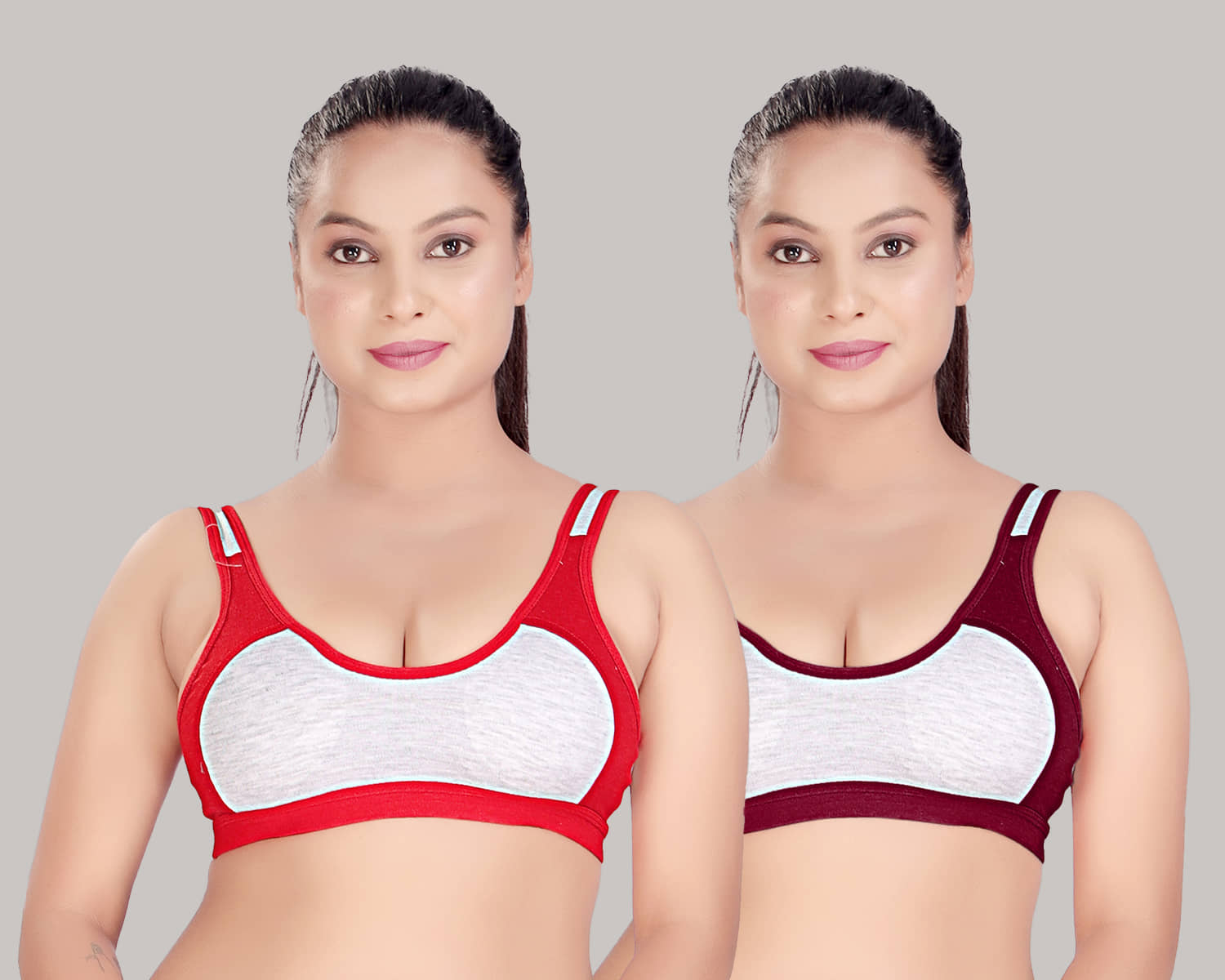 HAYA Pack of 2 Cotton Non Padded Women's Everyday Bra ( Multicolor )