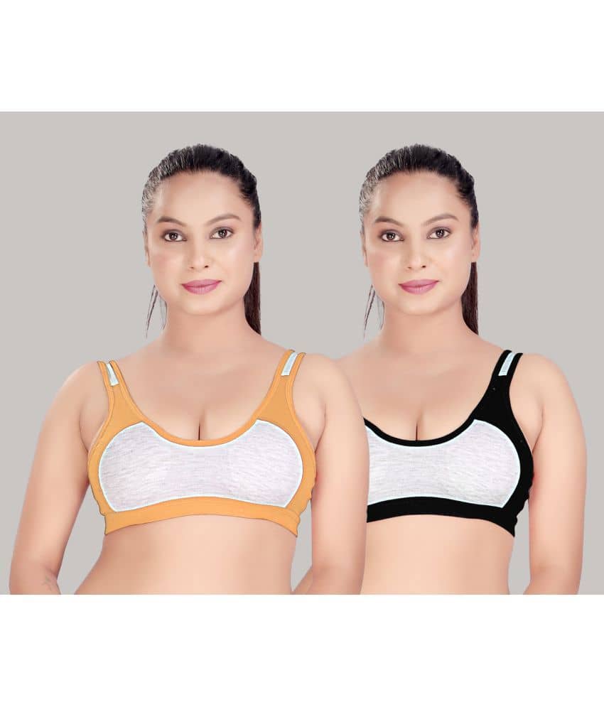 HAYA Pack of 2 Cotton Non Padded Women's Everyday Bra ( Multicolor )