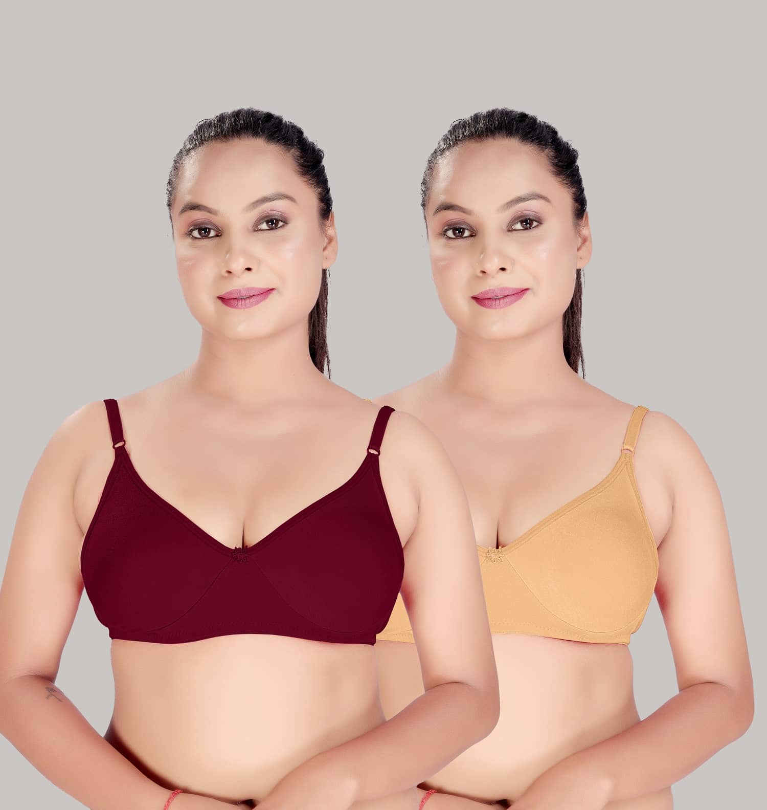 HAYA Pack of 2 Cotton Non Padded Women's Everyday Bra ( Multicolor )