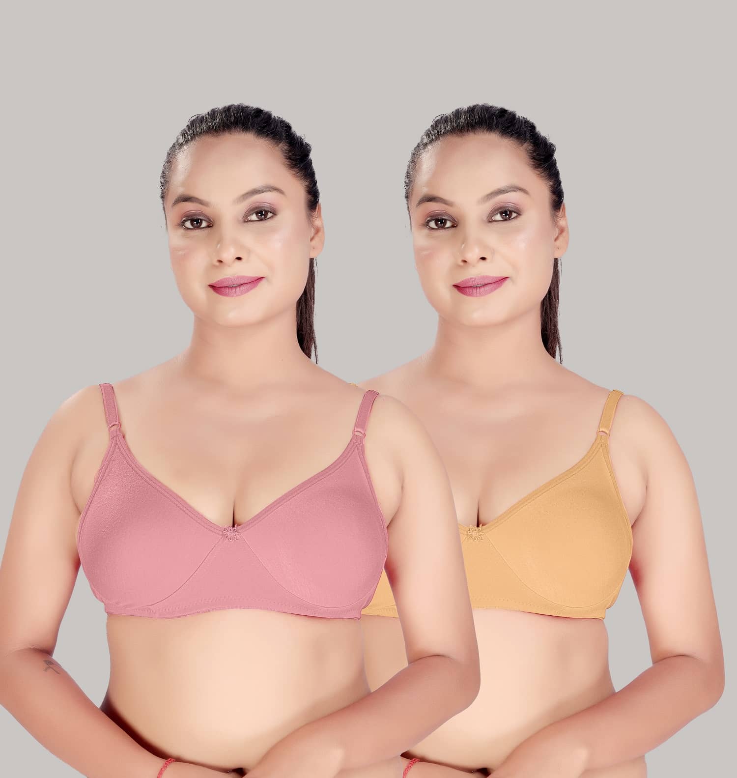 HAYA Pack of 2 Cotton Non Padded Women's Everyday Bra ( Multicolor )