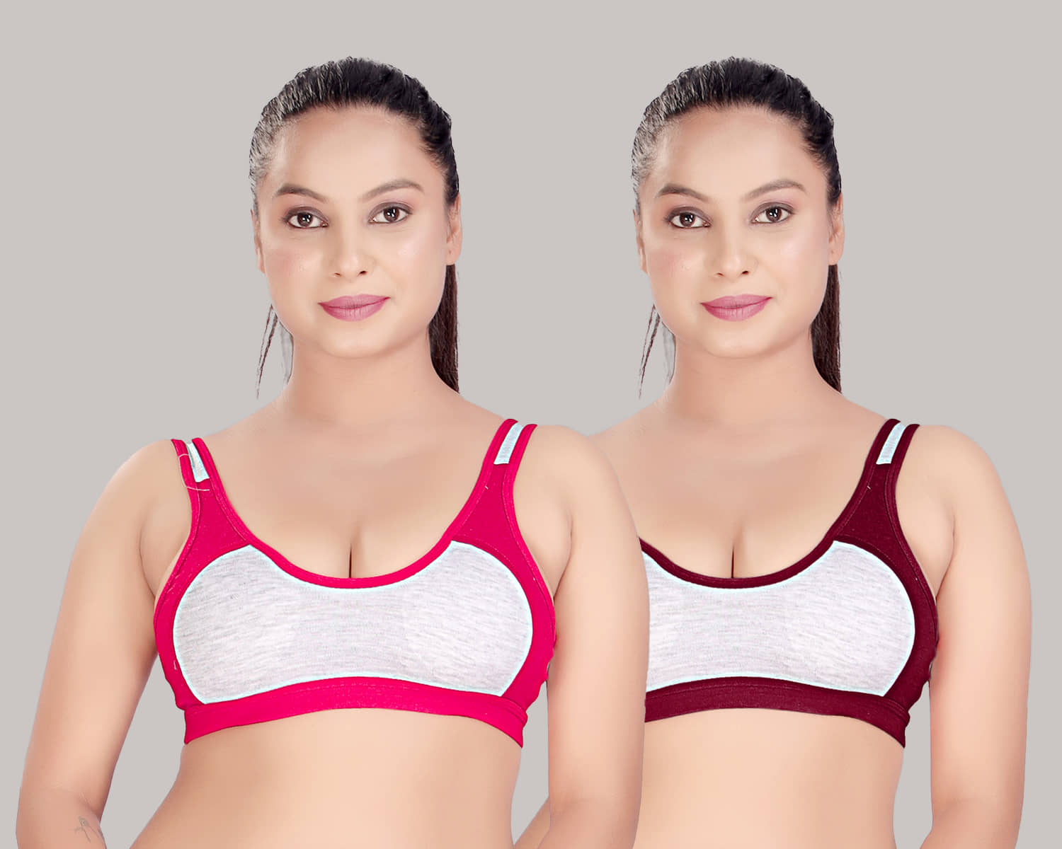 HAYA Pack of 2 Cotton Non Padded Women's Everyday Bra ( Multicolor )