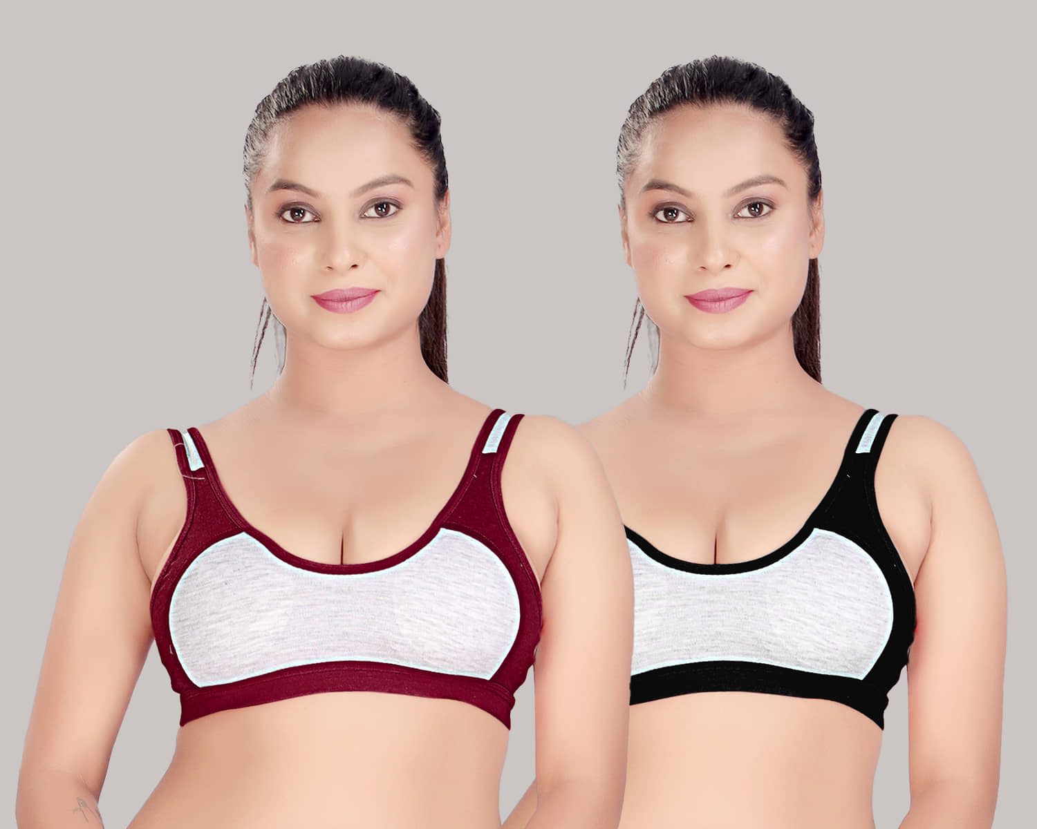 HAYA Pack of 2 Cotton Non Padded Women's Everyday Bra ( Multicolor )