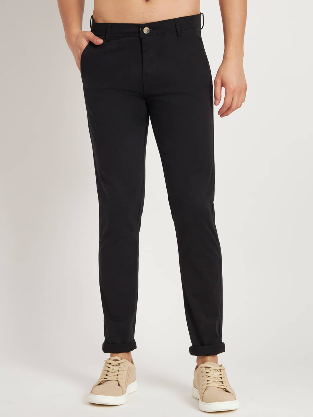 RAGZO Regular Flat Men's Chinos - Black ( Pack of 1 ) - Trousers | Buy online on ZillyBuy