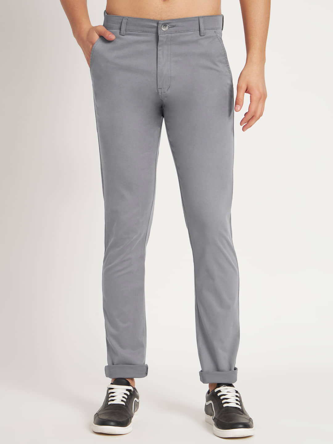 RAGZO Regular Flat Men's Chinos - Grey ( Pack of 1 ) - Trousers | Buy online on ZillyBuy