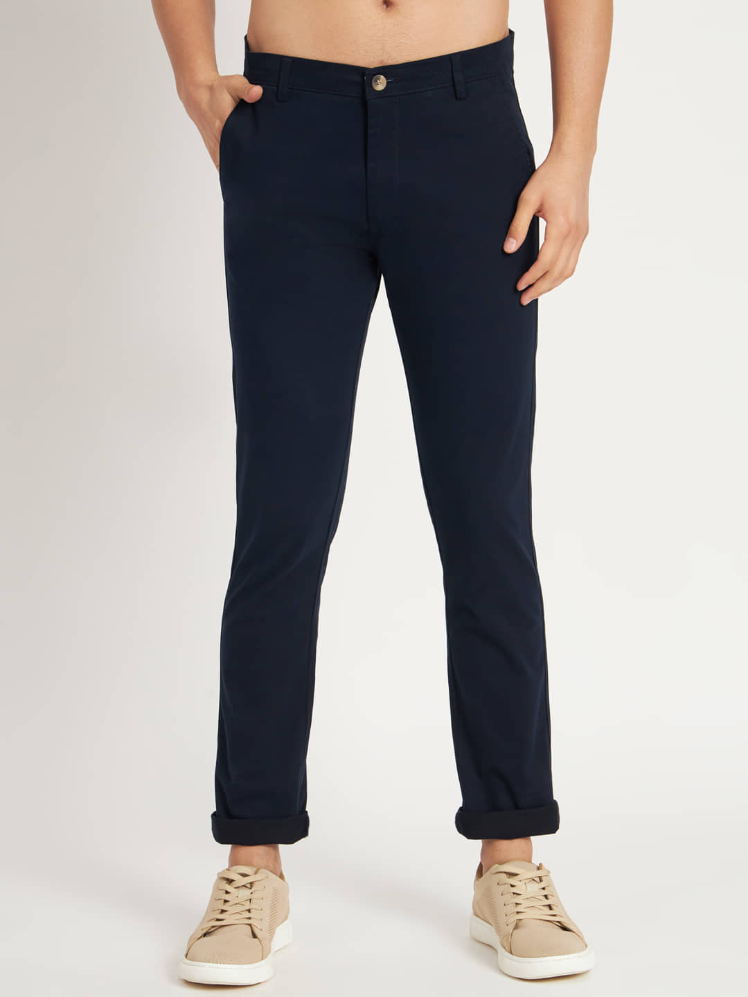 RAGZO Regular Flat Men's Chinos - Navy Blue ( Pack of 1 ) - Trousers | Buy online on ZillyBuy
