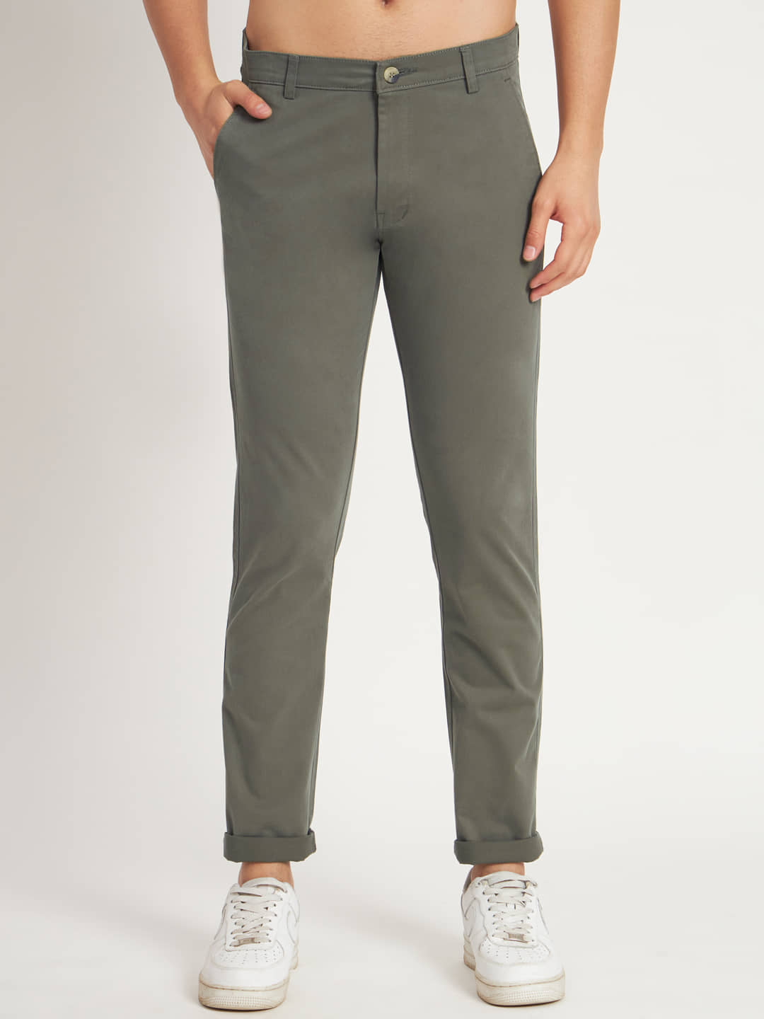 RAGZO Regular Flat Men's Chinos - Olive Green ( Pack of 1 ) - Trousers | Buy online on ZillyBuy