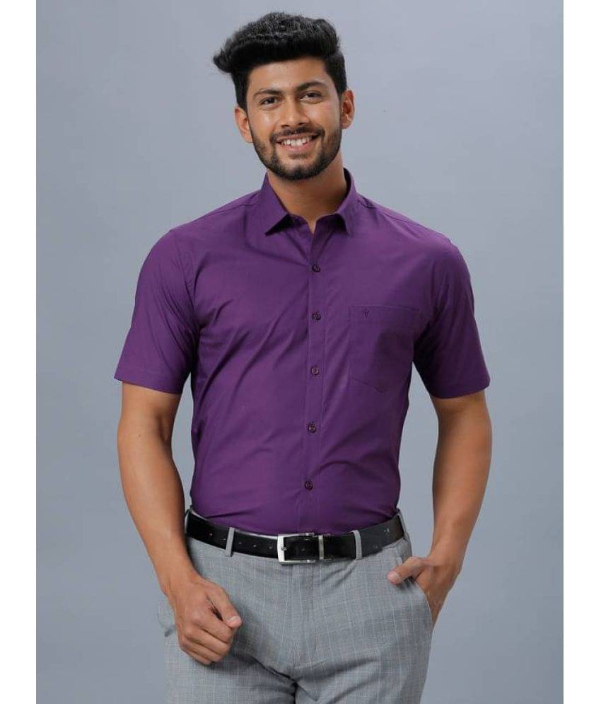     			Ramraj cotton Cotton Blend Slim Fit Solids Half Sleeves Men's Casual Shirt - Purple ( Pack of 1 )