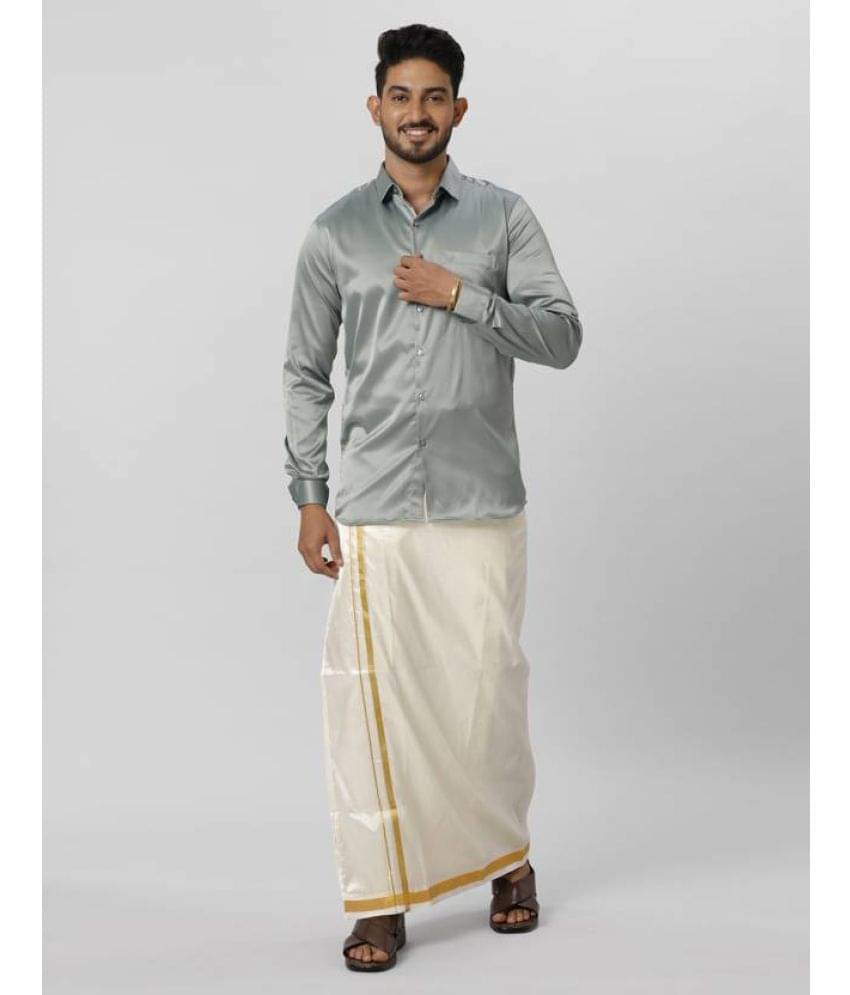 Ramraj cotton Light Grey Polyester Slim Fit Men's Dhoti Shirt Set ( Pack of 1 ) Ramraj cotton Light Grey Polyester Slim Fit Men's Dhoti Shirt Set ( Pack of 1 )