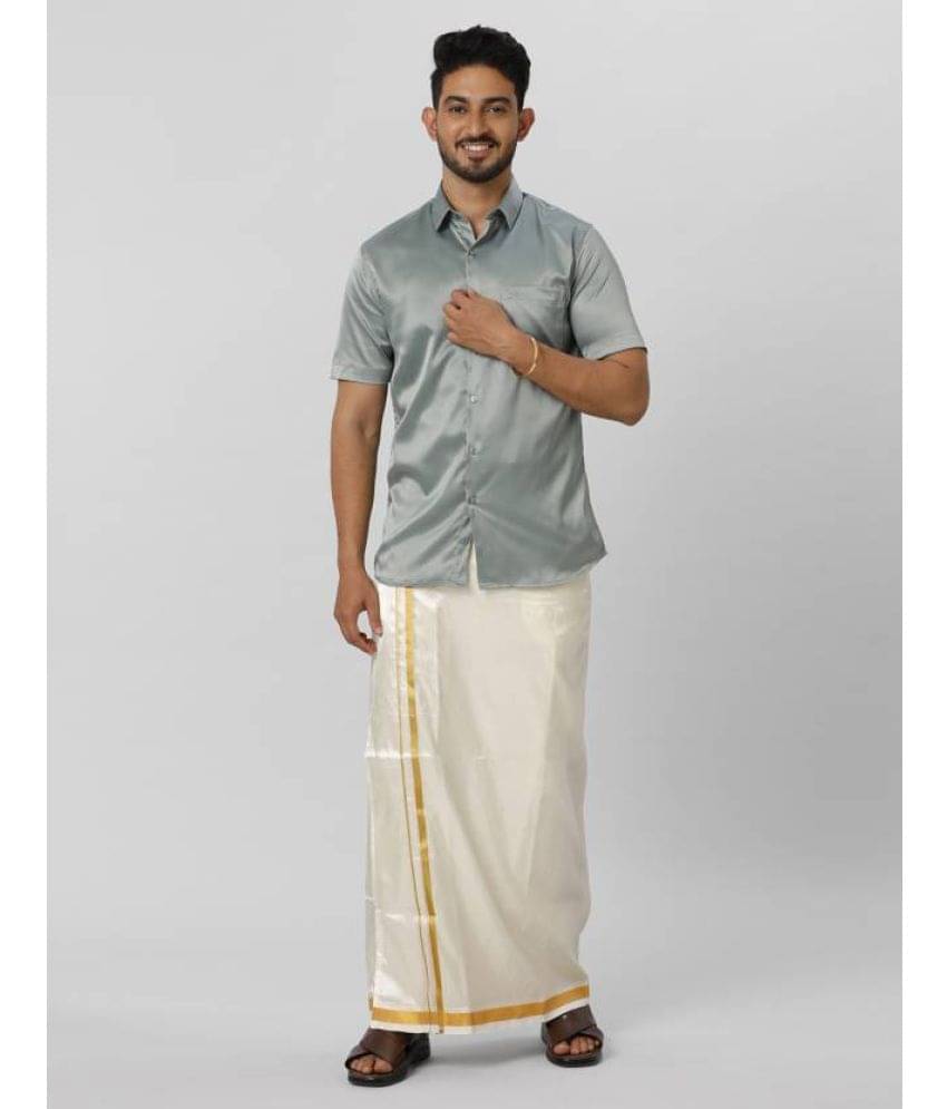 Ramraj cotton Stone Grey Polyester Slim Fit Men's Dhoti Kurta Set ( Pack of 1 ) Ramraj cotton Stone Grey Polyester Slim Fit Men's Dhoti Kurta Set ( Pack of 1 )