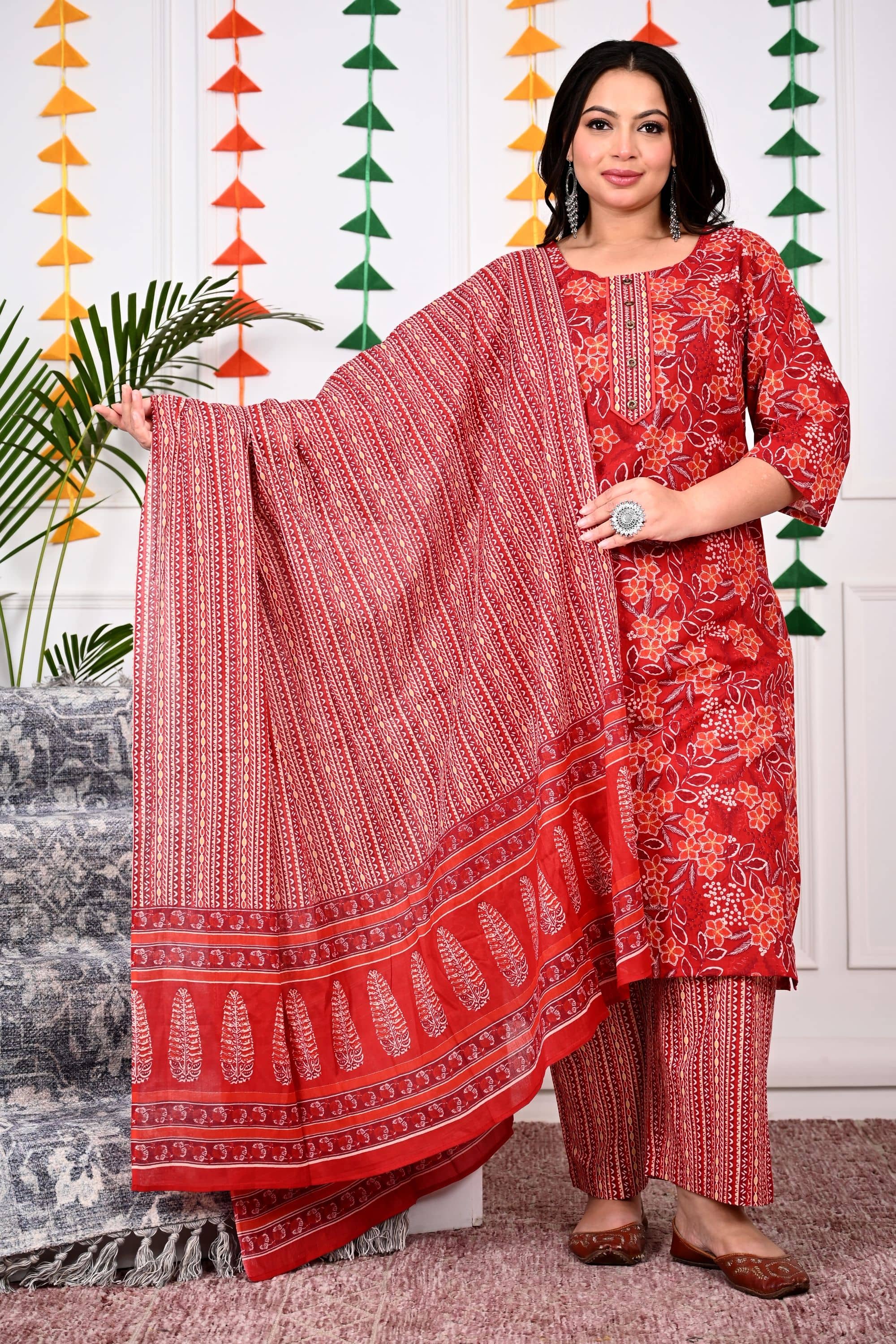 Swasti Cotton Printed Straight Women's Kurti - Maroon ( Pack of 1 ) - Kurtis, Tunics | Buy online on ZillyBuy
