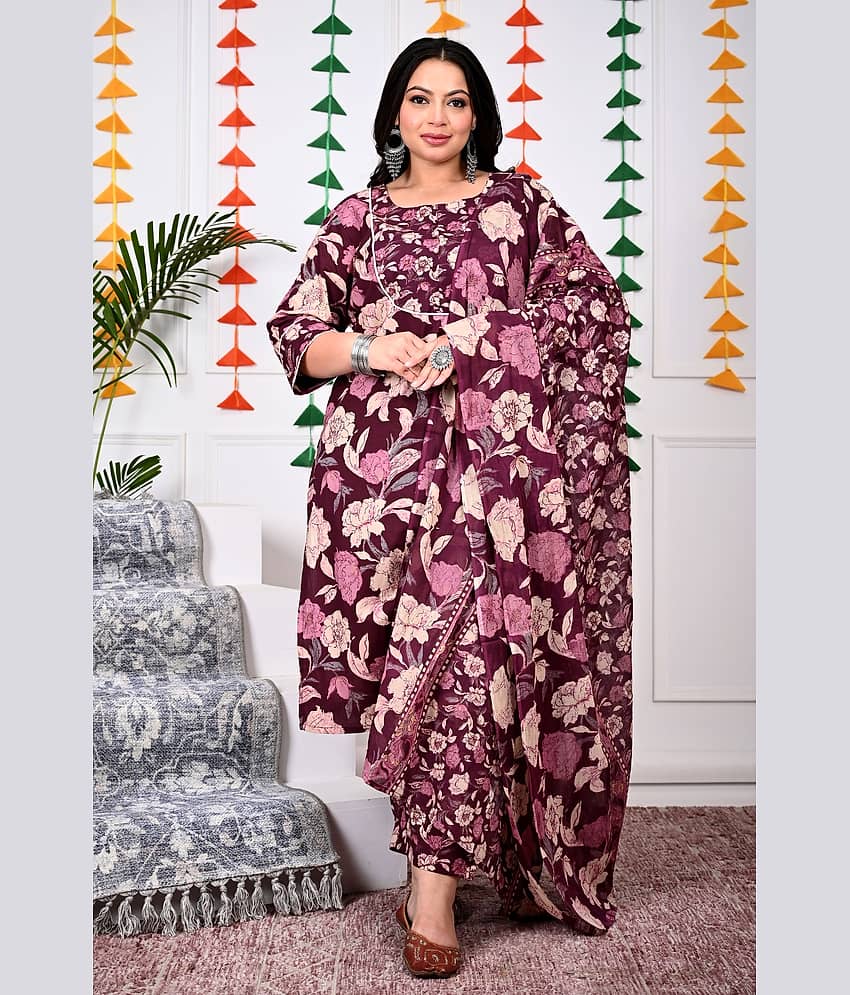 Swasti Cotton Printed Straight Women's Kurti - Purple ( Pack of 1 ) - Kurtis, Tunics | Buy online on ZillyBuy