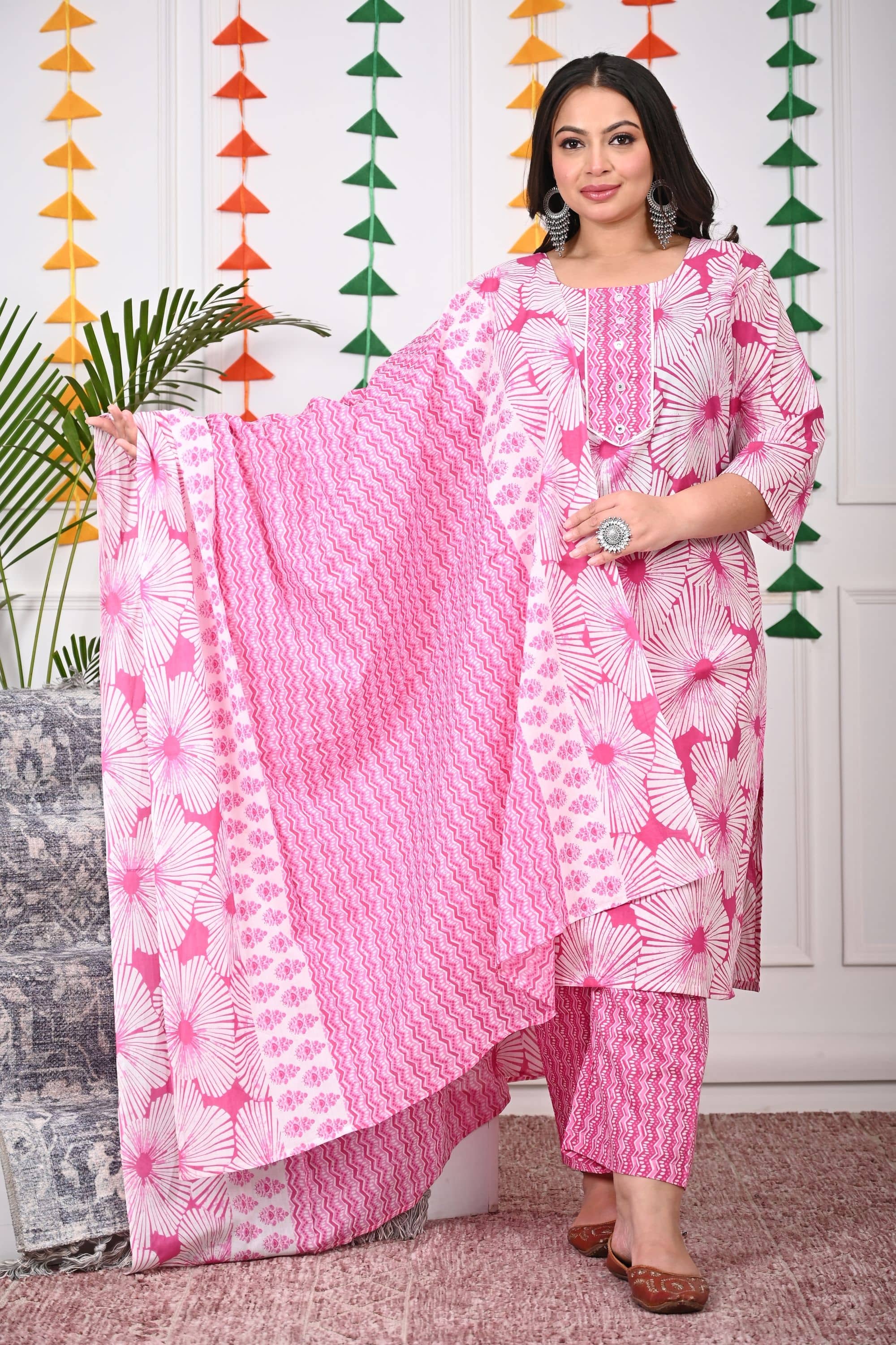 Swasti Cotton Printed Straight Women's Kurti - Pink ( Pack of 1 ) - Kurtis, Tunics | Buy online on ZillyBuy