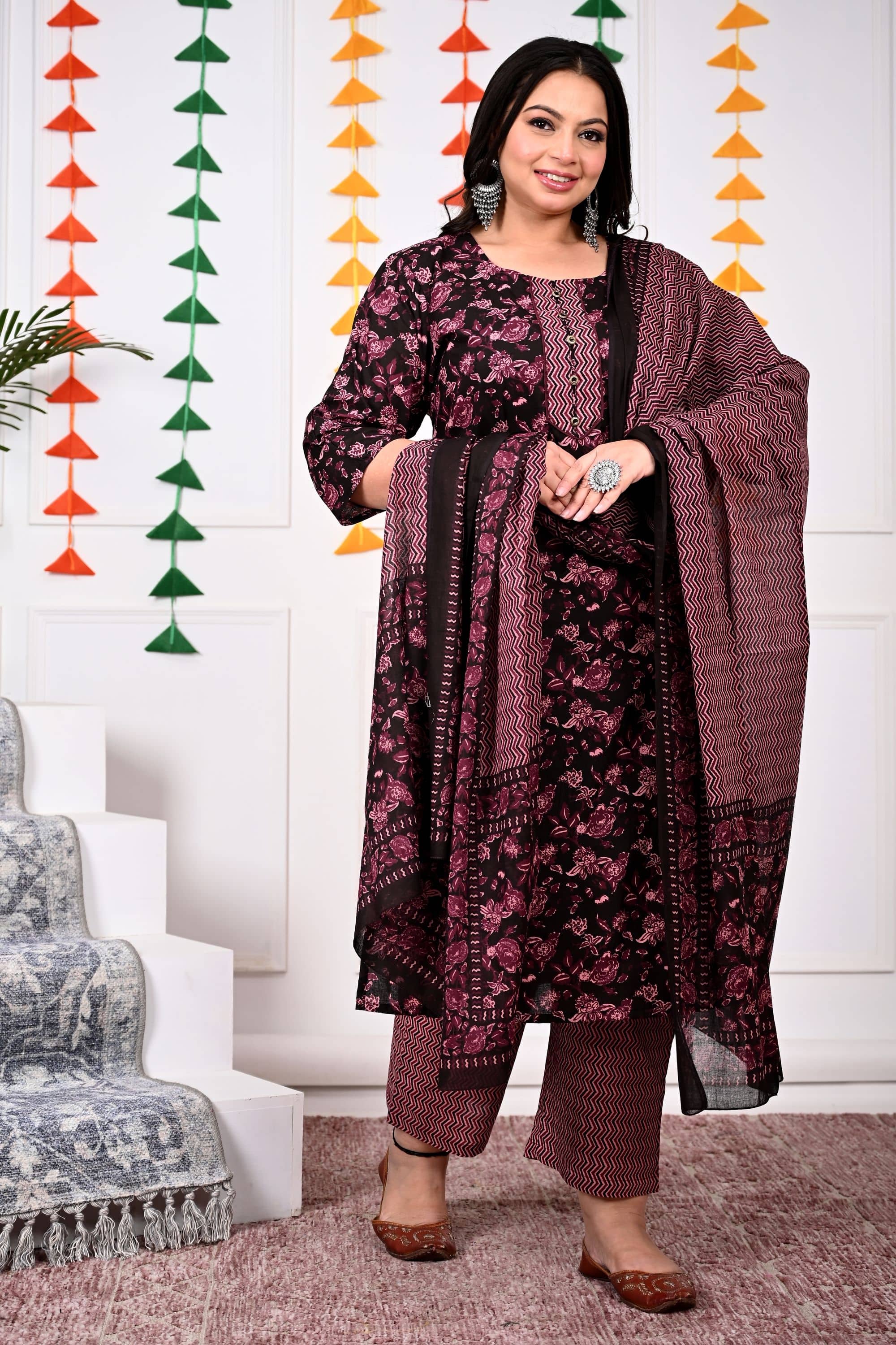 Swasti Cotton Printed Straight Women's Kurti - Purple ( Pack of 1 ) - Kurtis, Tunics | Buy online on ZillyBuy