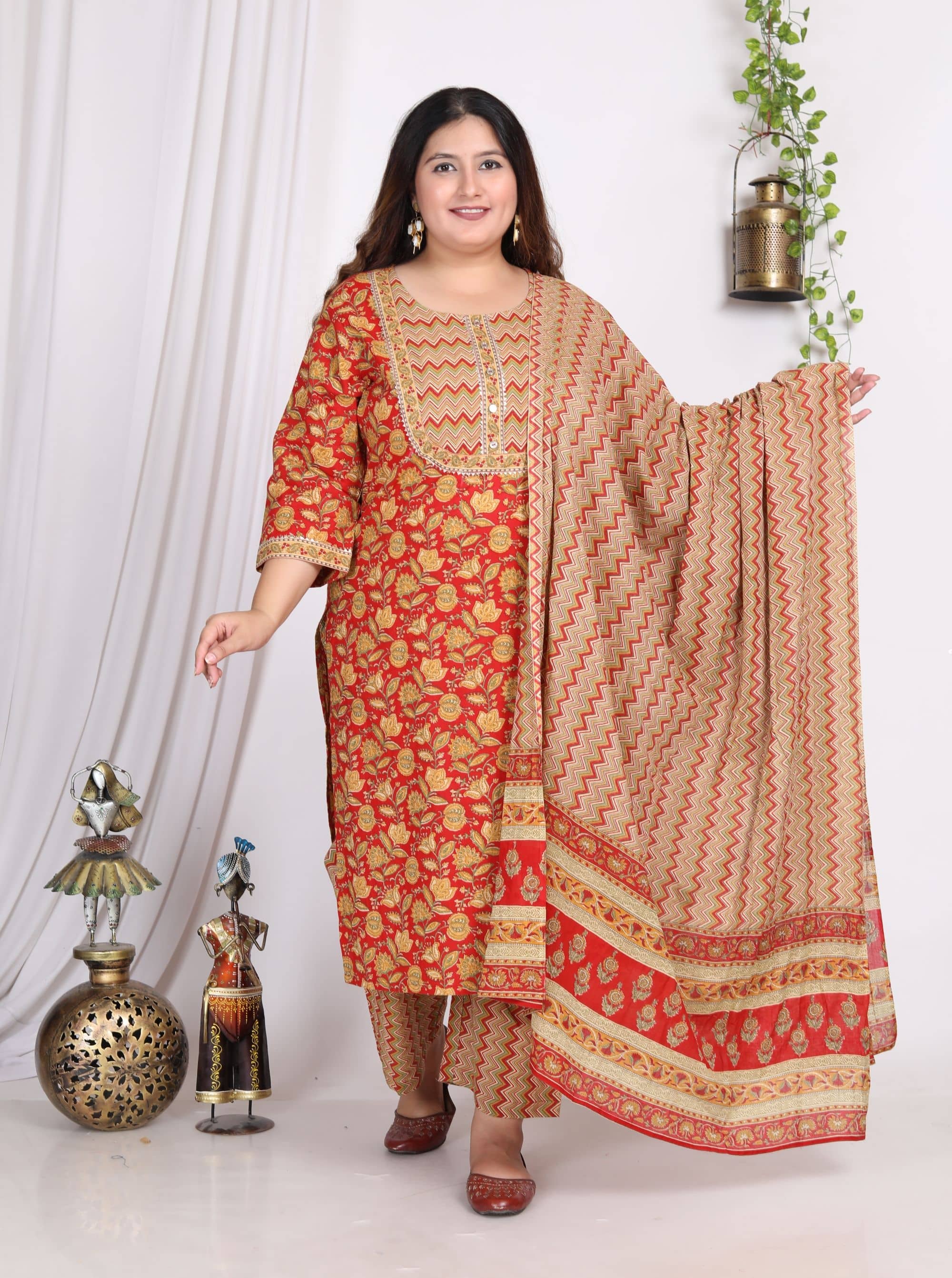 Swasti Cotton Printed Straight Women's Kurti - Orange ( Pack of 1 ) - Kurtis, Tunics | Buy online on ZillyBuy