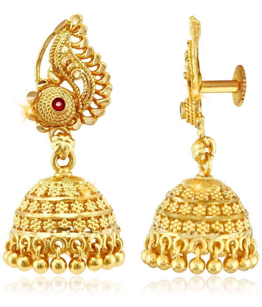 VIVASTRI Golden Jhumki Earrings ( Pack of 1 ) - Earrings | Buy online on ZillyBuy
