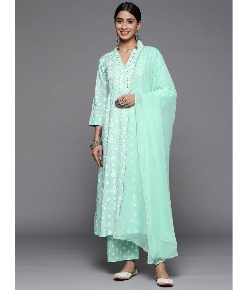 Varanga Cotton Printed Kurti With Pants Women's Stitched Salwar Suit - Blue ( Pack of 1 ) Varanga Cotton Printed Kurti With Pants Women's Stitched Salwar Suit - Blue ( Pack of 1 )