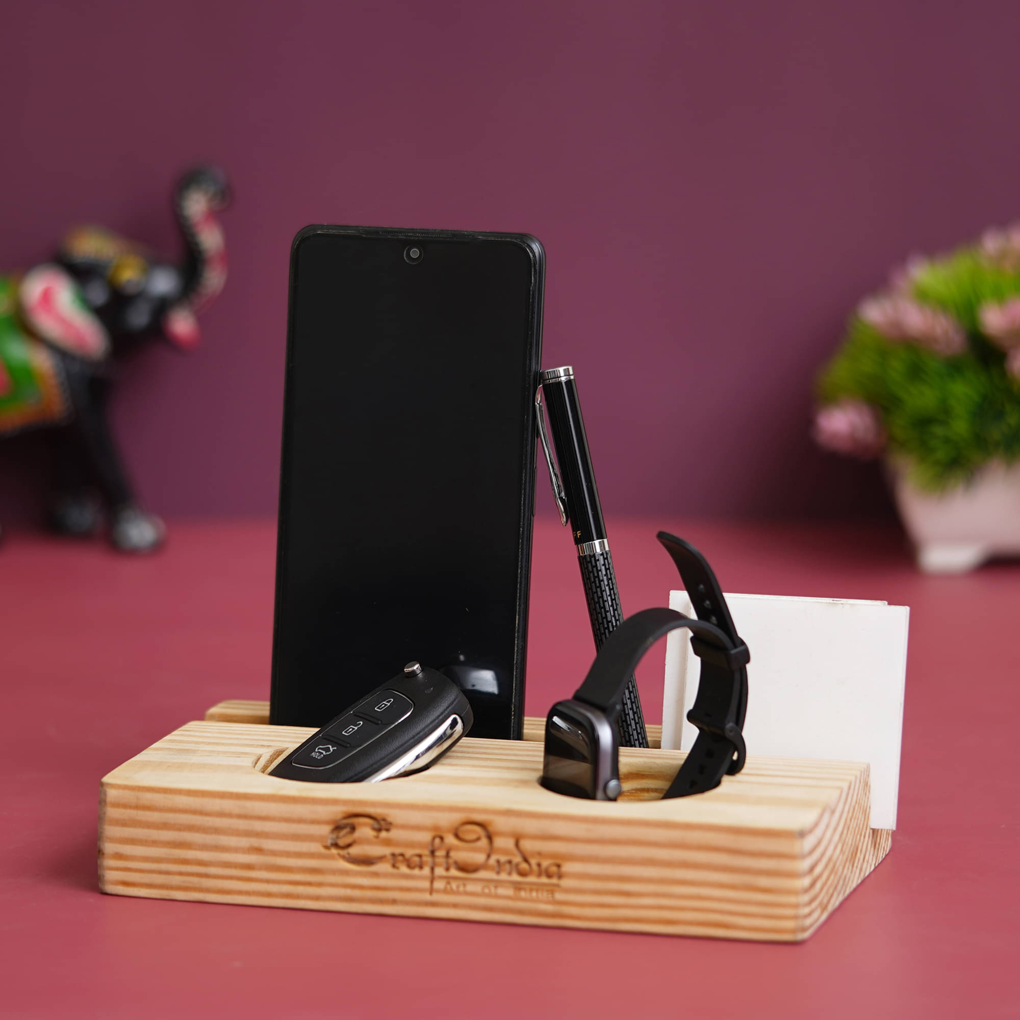 eCraftIndia Brown Wooden Multiutility Holder eCraftIndia Brown Wooden Multiutility Holder