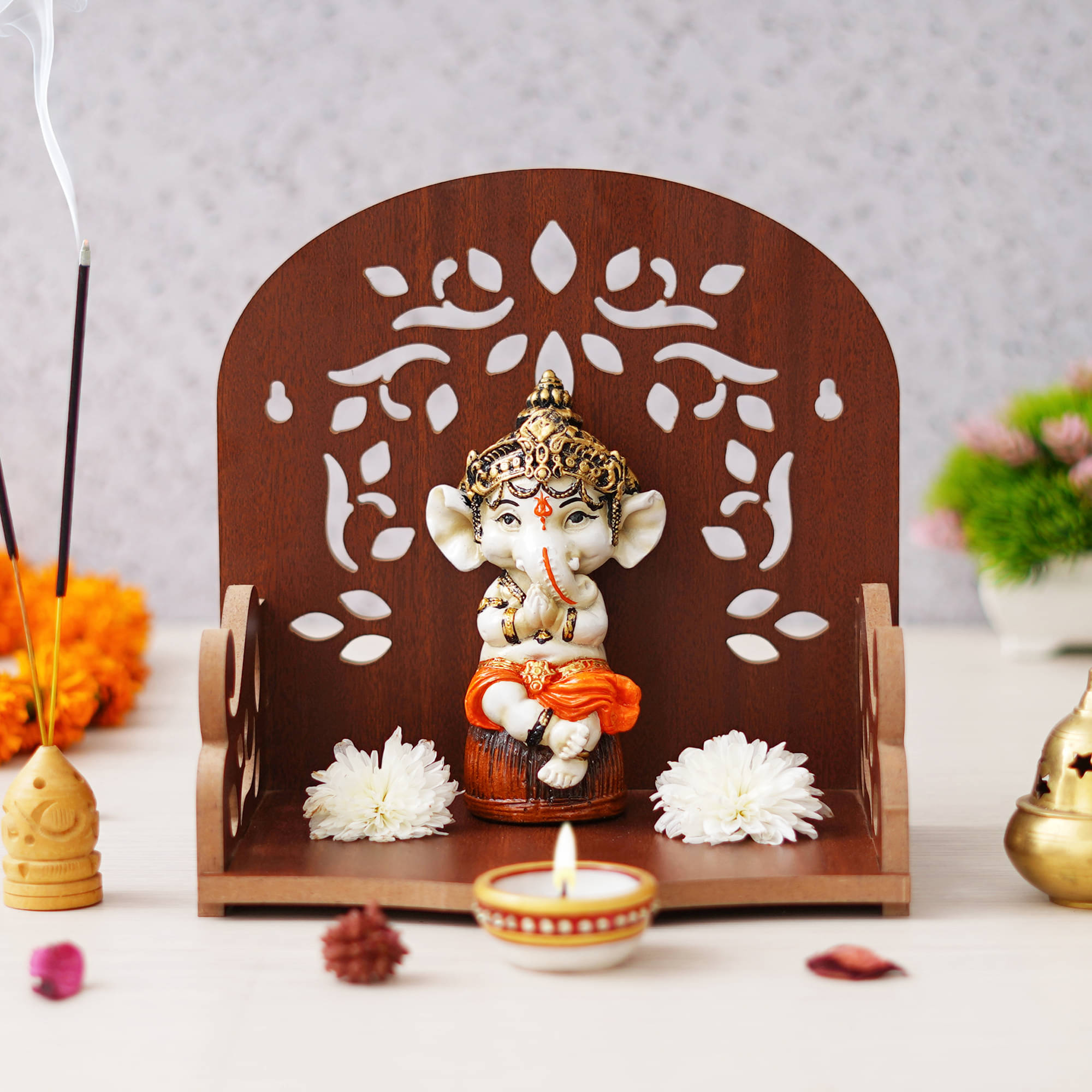     			eCraftIndia Brown Design Wooden Temple