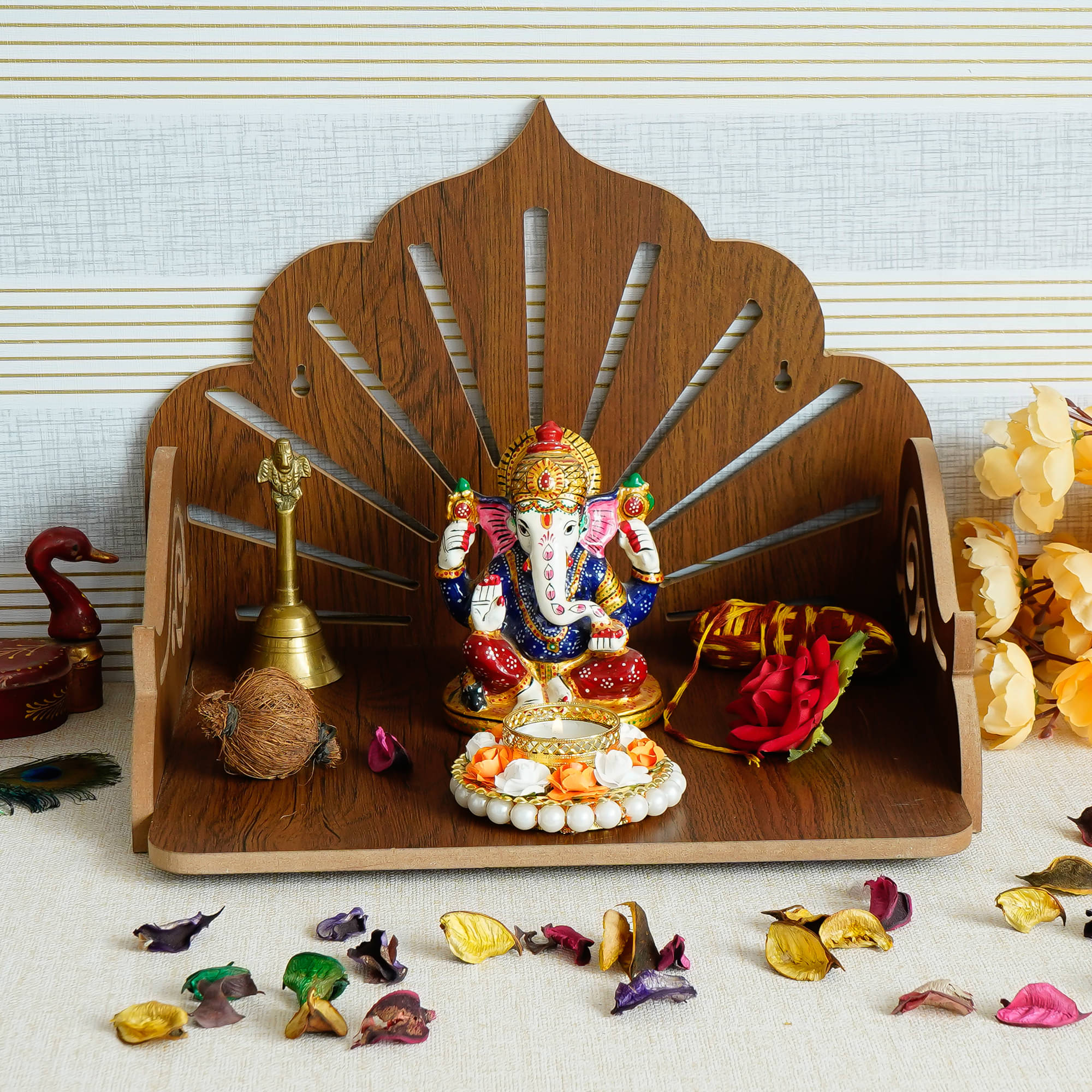 eCraftIndia Sunrays Design Laminated Wood Pooja Temple/Mandir eCraftIndia Sunrays Design Laminated Wood Pooja Temple/Mandir